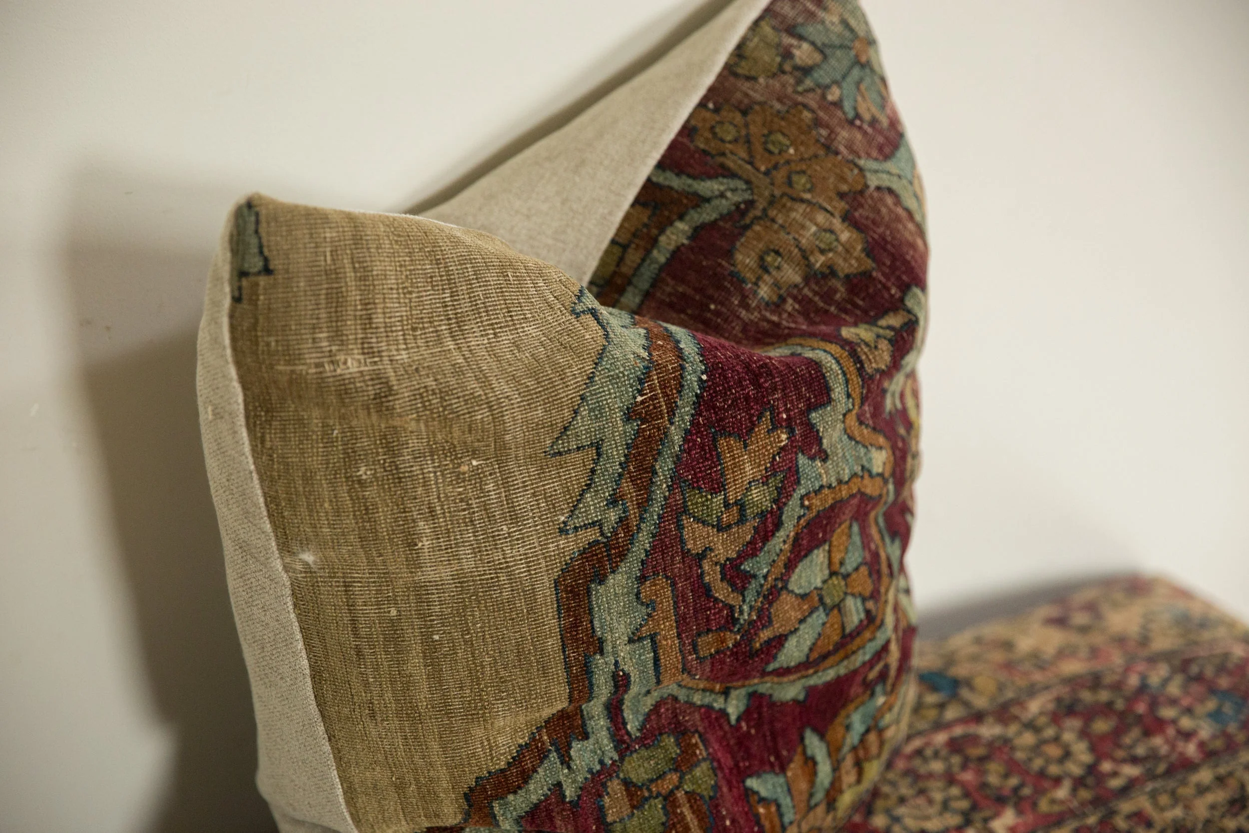 Antique Kerman Rug Fragment Pillow - Image 3