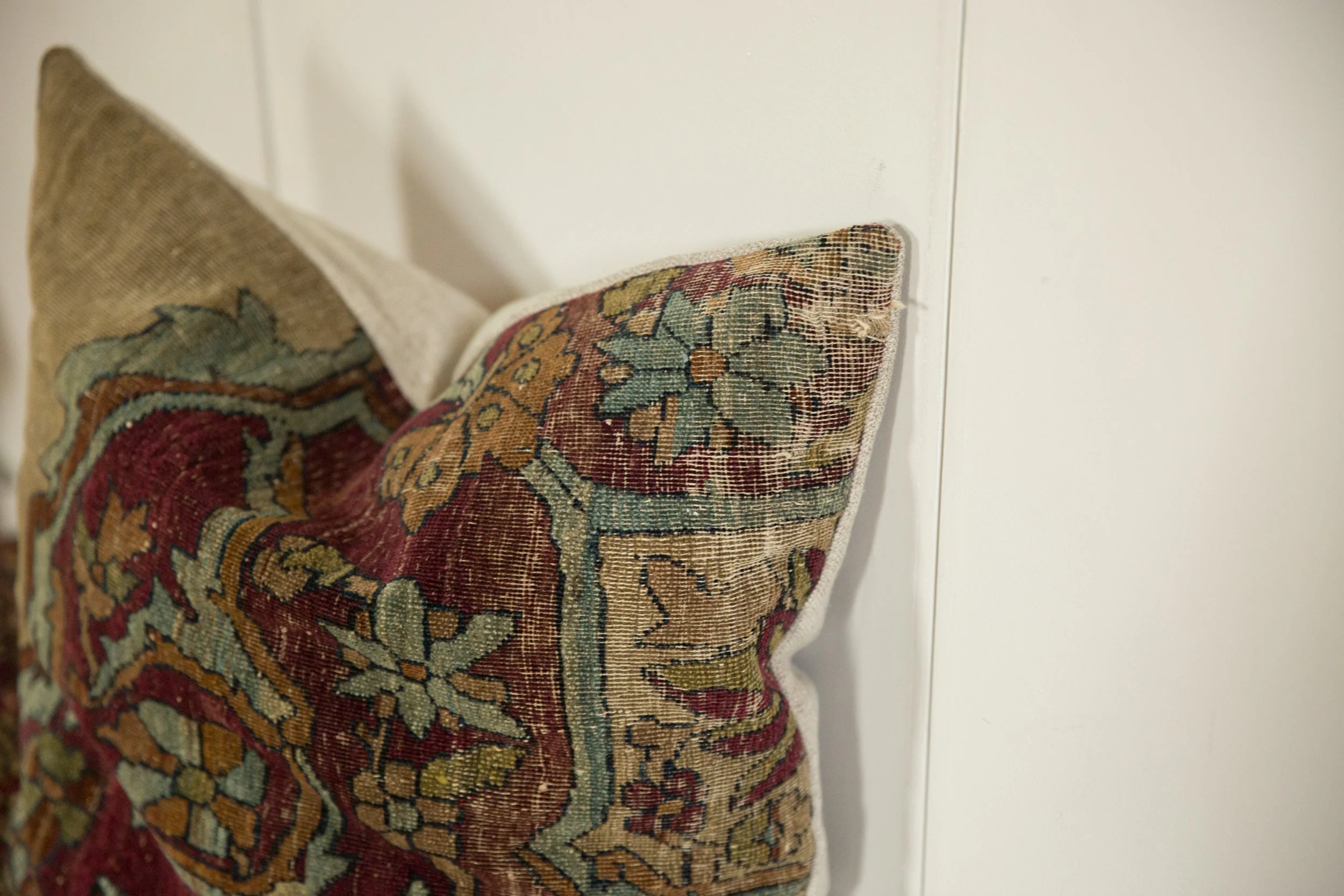 Antique Kerman Rug Fragment Pillow - Image 4