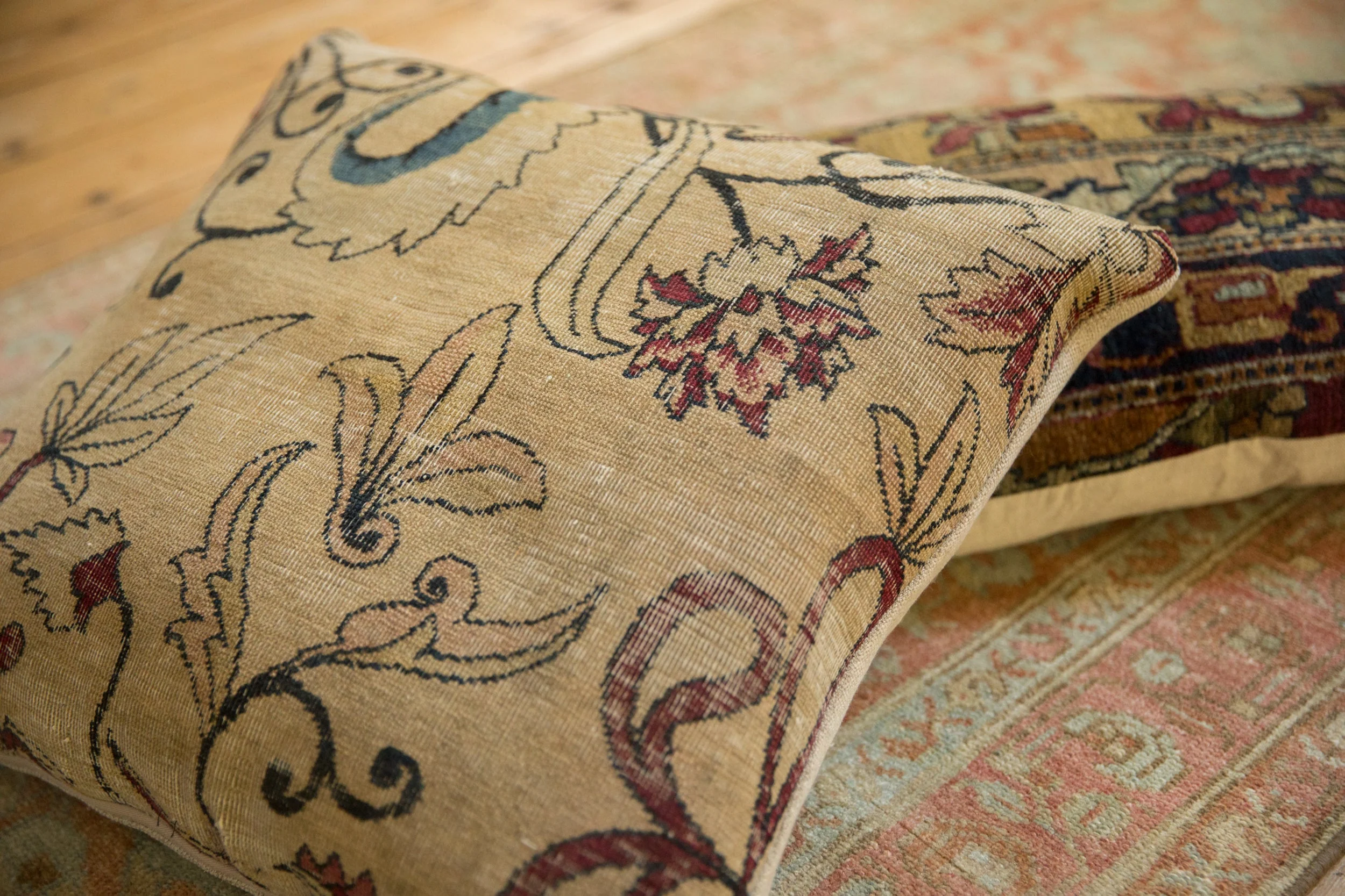 Antique Kerman Rug Fragment Pillow - Image 2