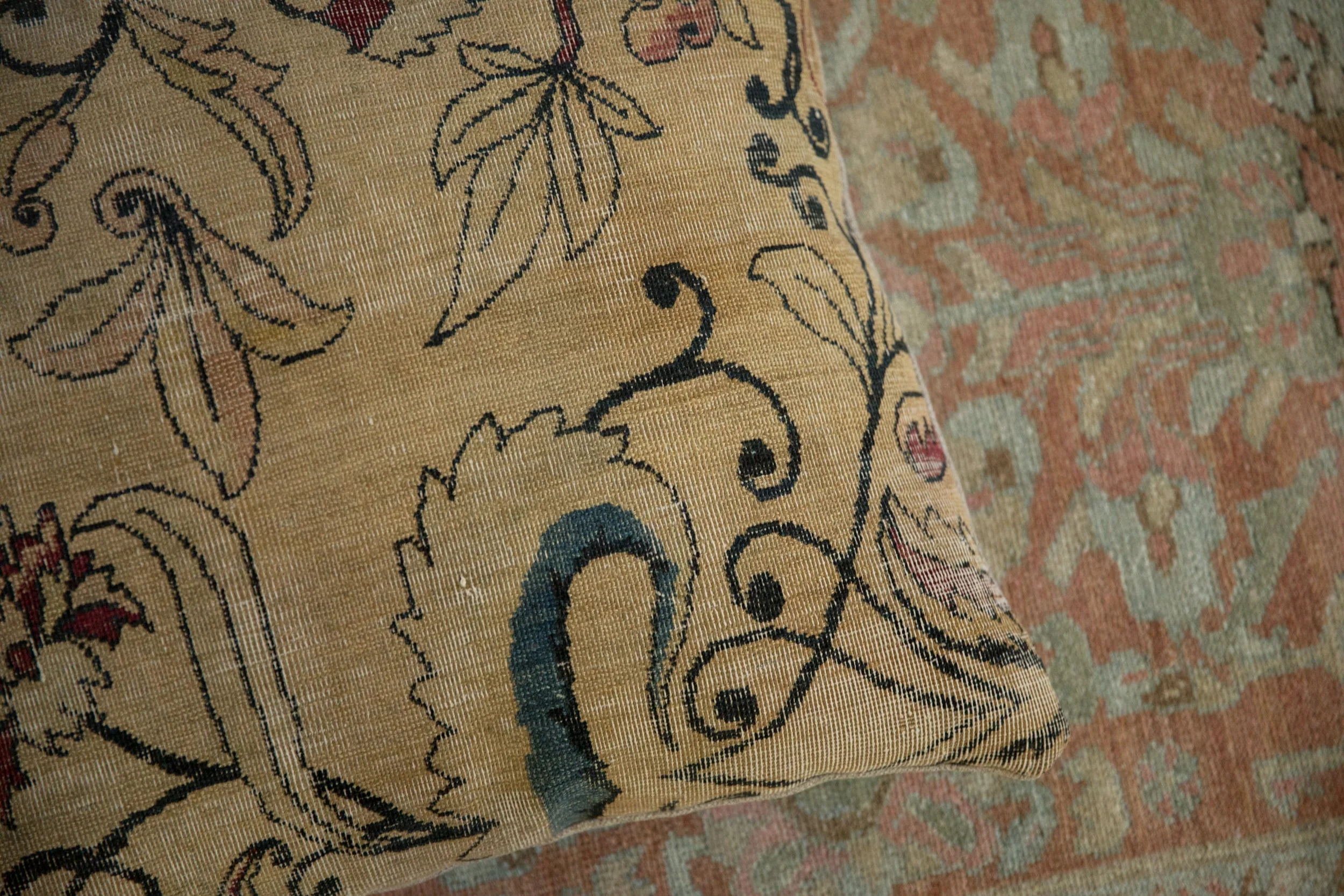 Antique Kerman Rug Fragment Pillow - Image 3