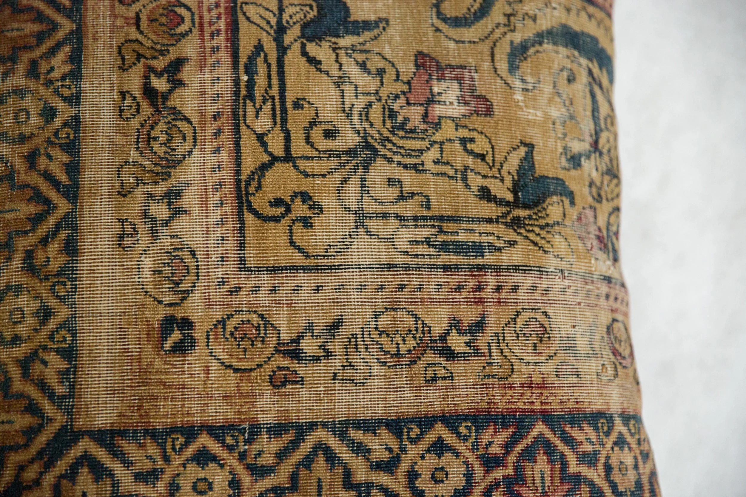 Antique Kerman Rug Fragment Pillow - Image 2