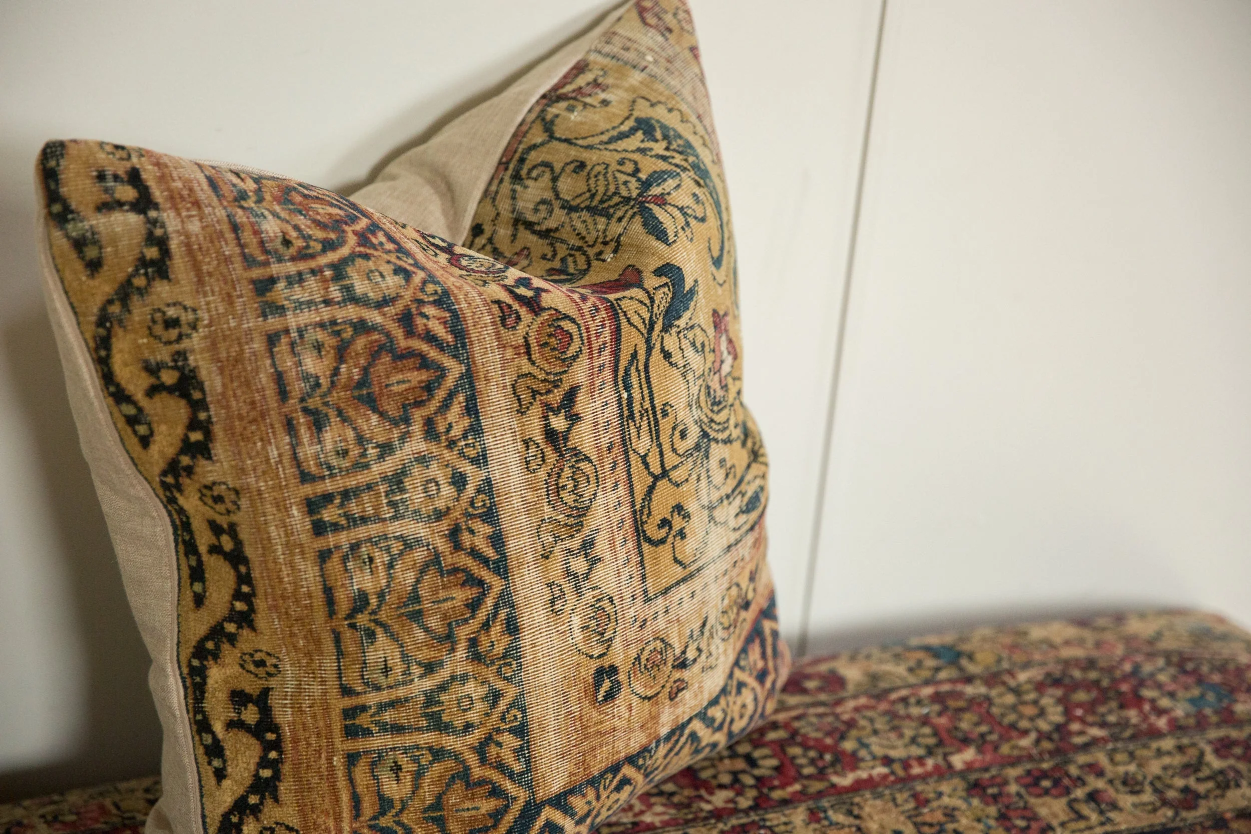Antique Kerman Rug Fragment Pillow - Image 3