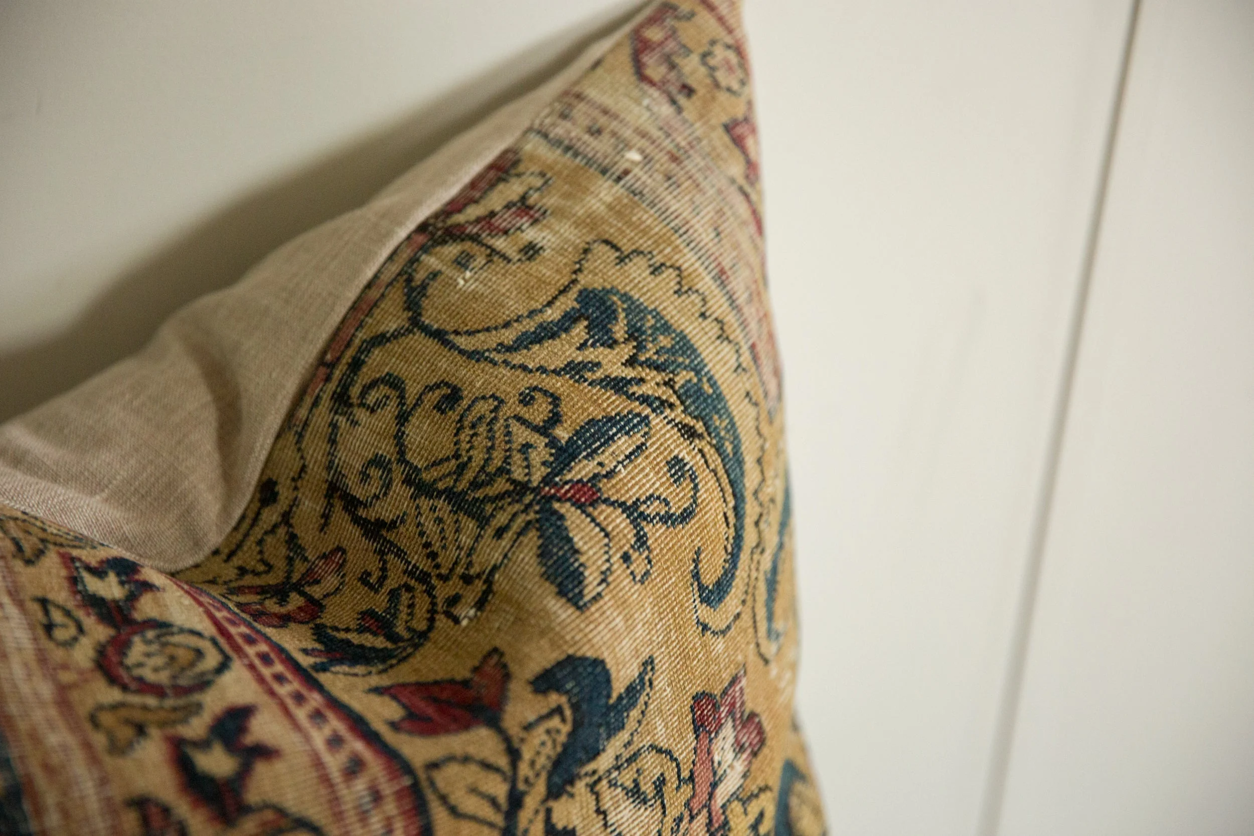 Antique Kerman Rug Fragment Pillow - Image 4