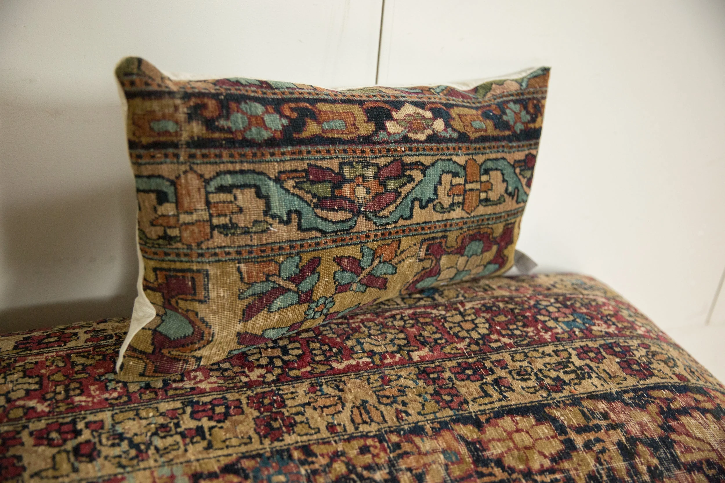 Antique Kerman Rug Fragment Pillow - Image 5