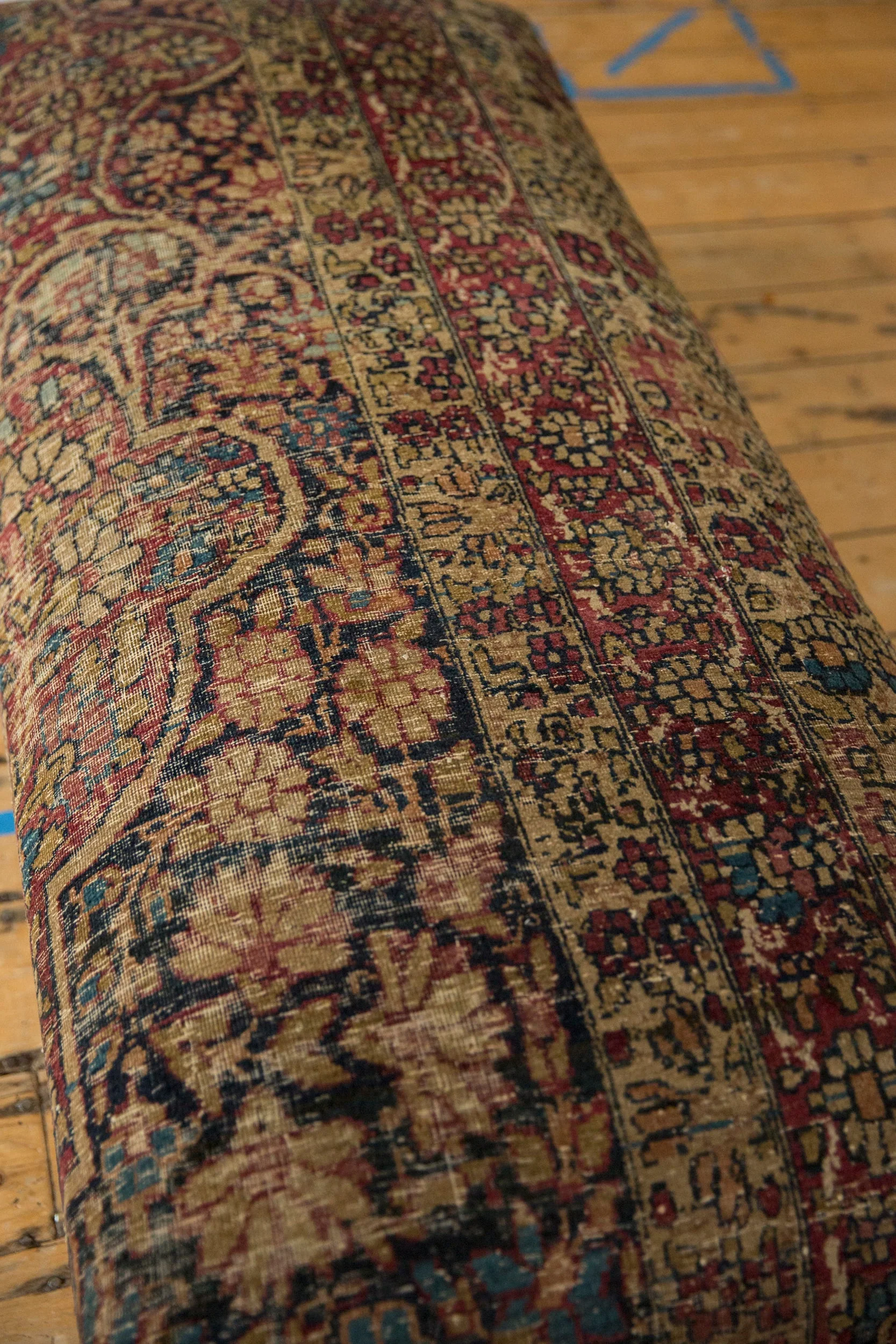 Antique Persian Kerman Rug Ottoman Coffee Table - Image 7