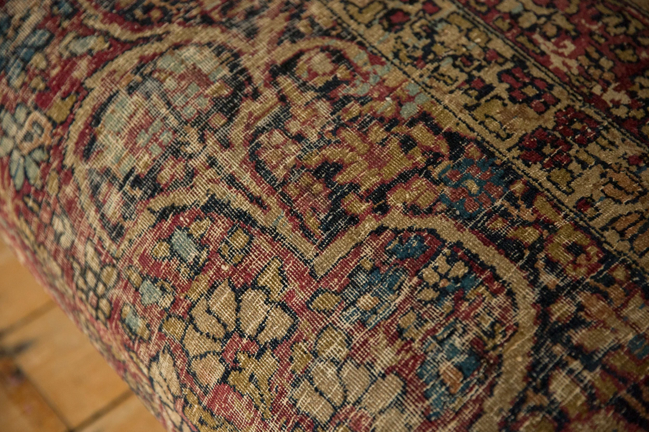 Antique Persian Kerman Rug Ottoman Coffee Table - Image 9
