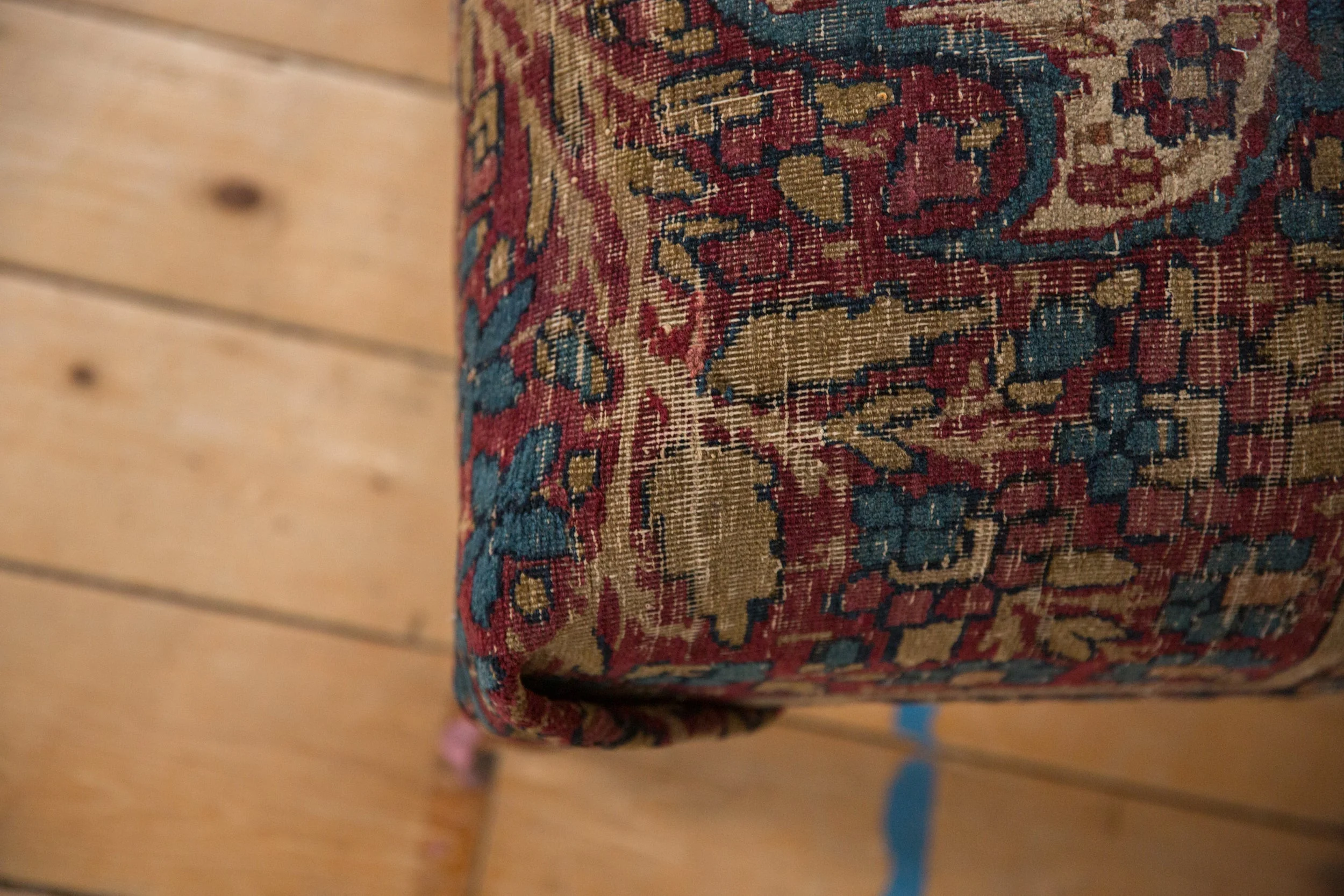 Antique Persian Kerman Rug Ottoman Coffee Table - Image 9