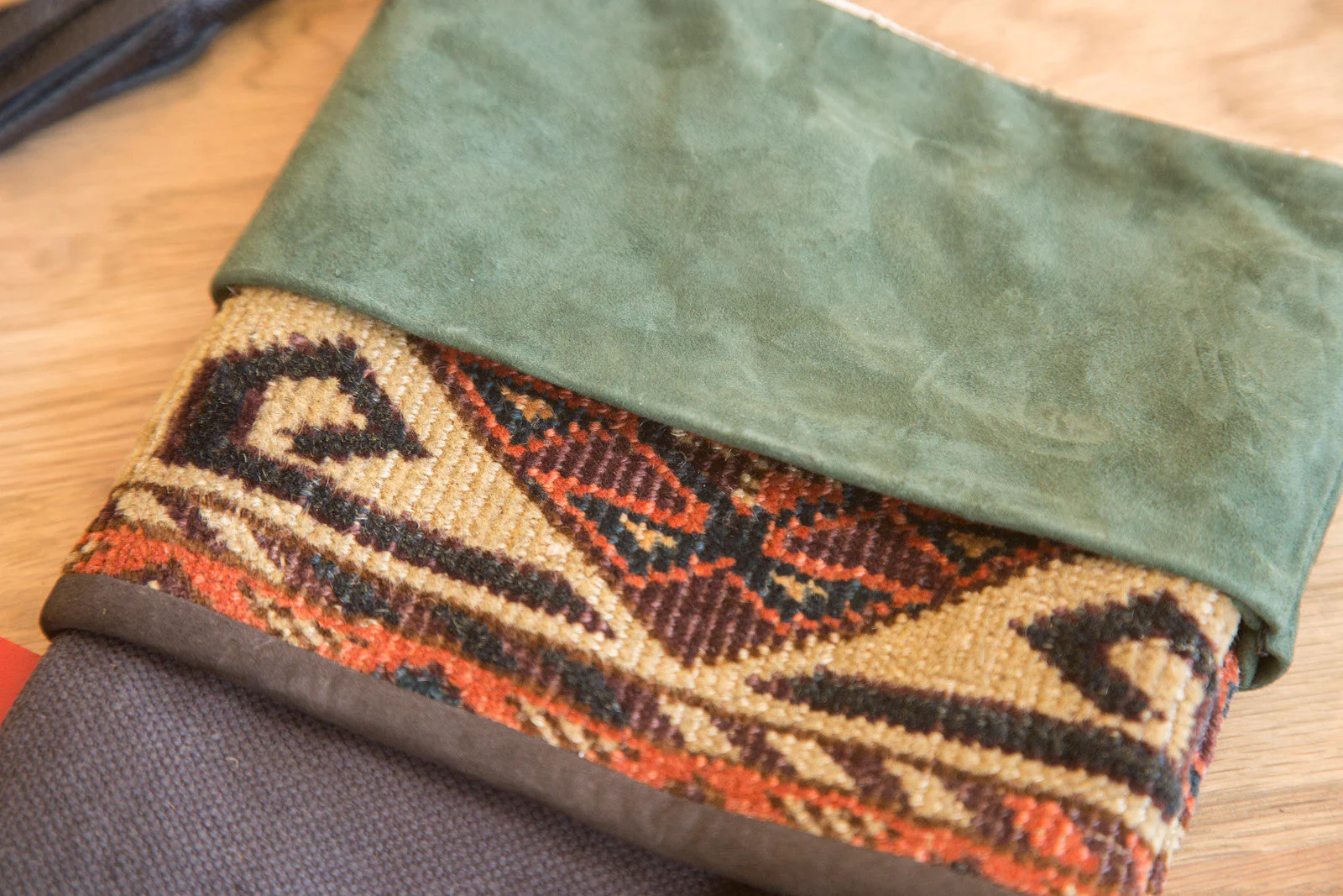 Antique Rug Fragment Stocking Green - Image 3