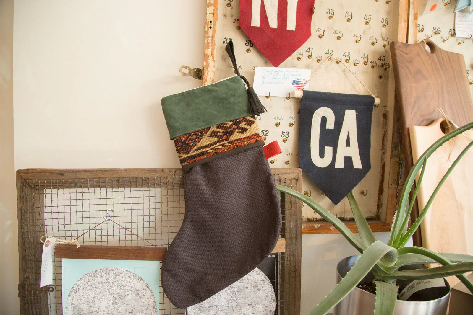 Antique Rug Fragment Stocking Green - Image 4