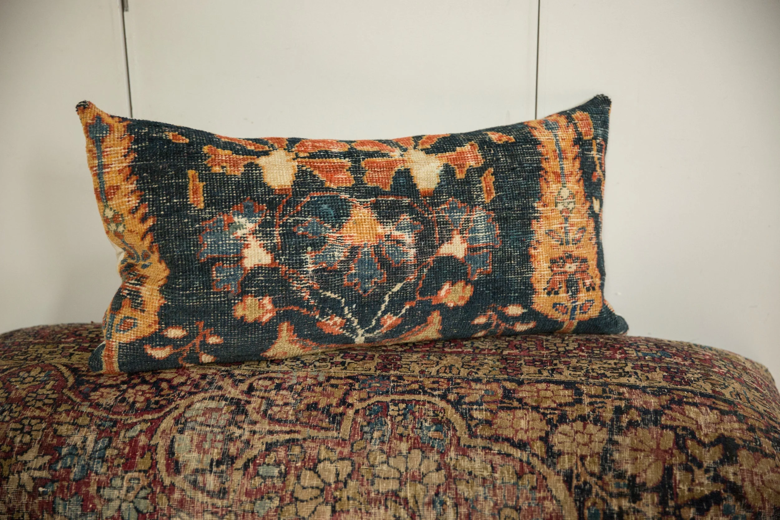 Antique Ziegler Mahal Rug Fragment Pillow - Image 4