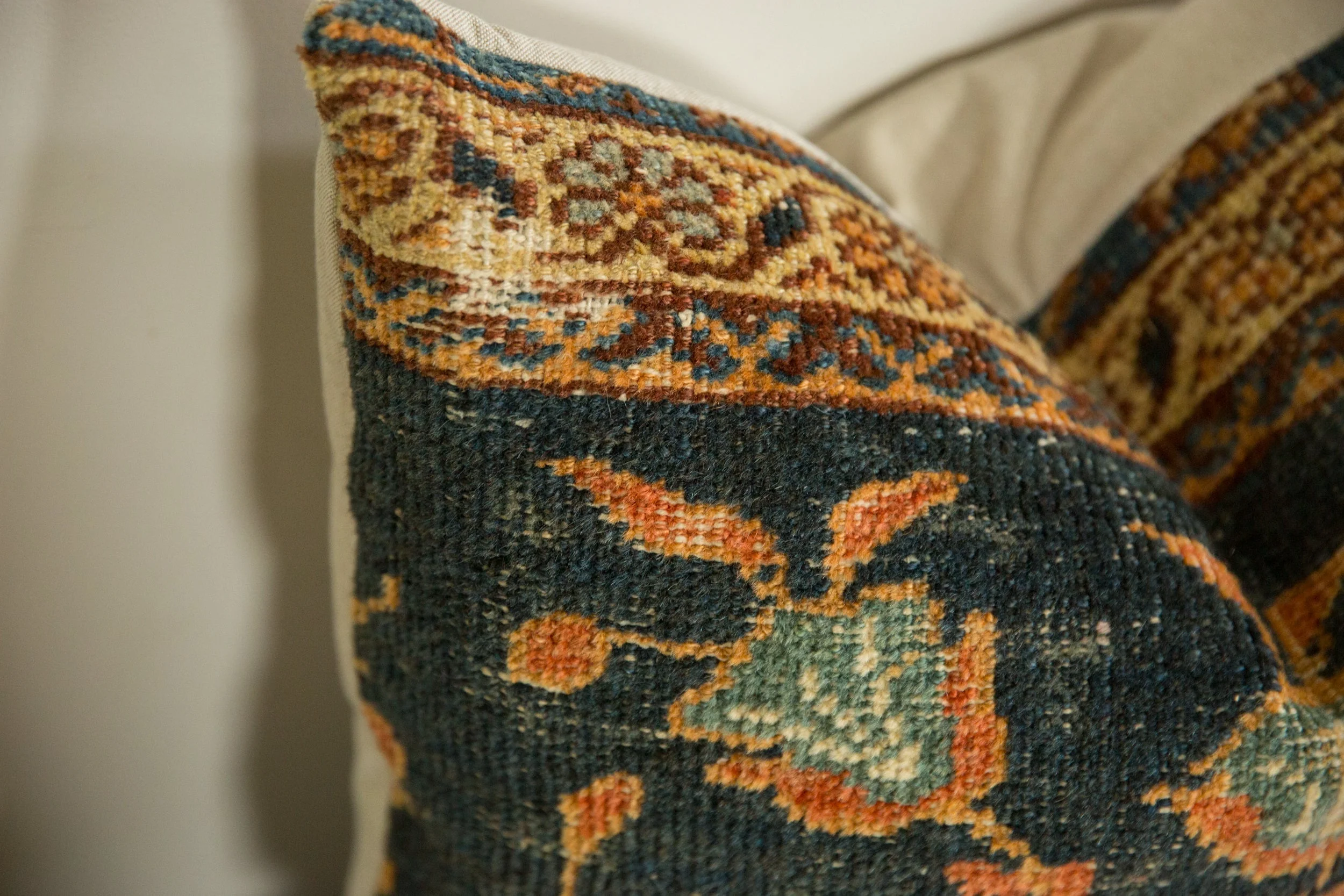 Antique Ziegler Mahal Rug Fragment Pillow - Image 4