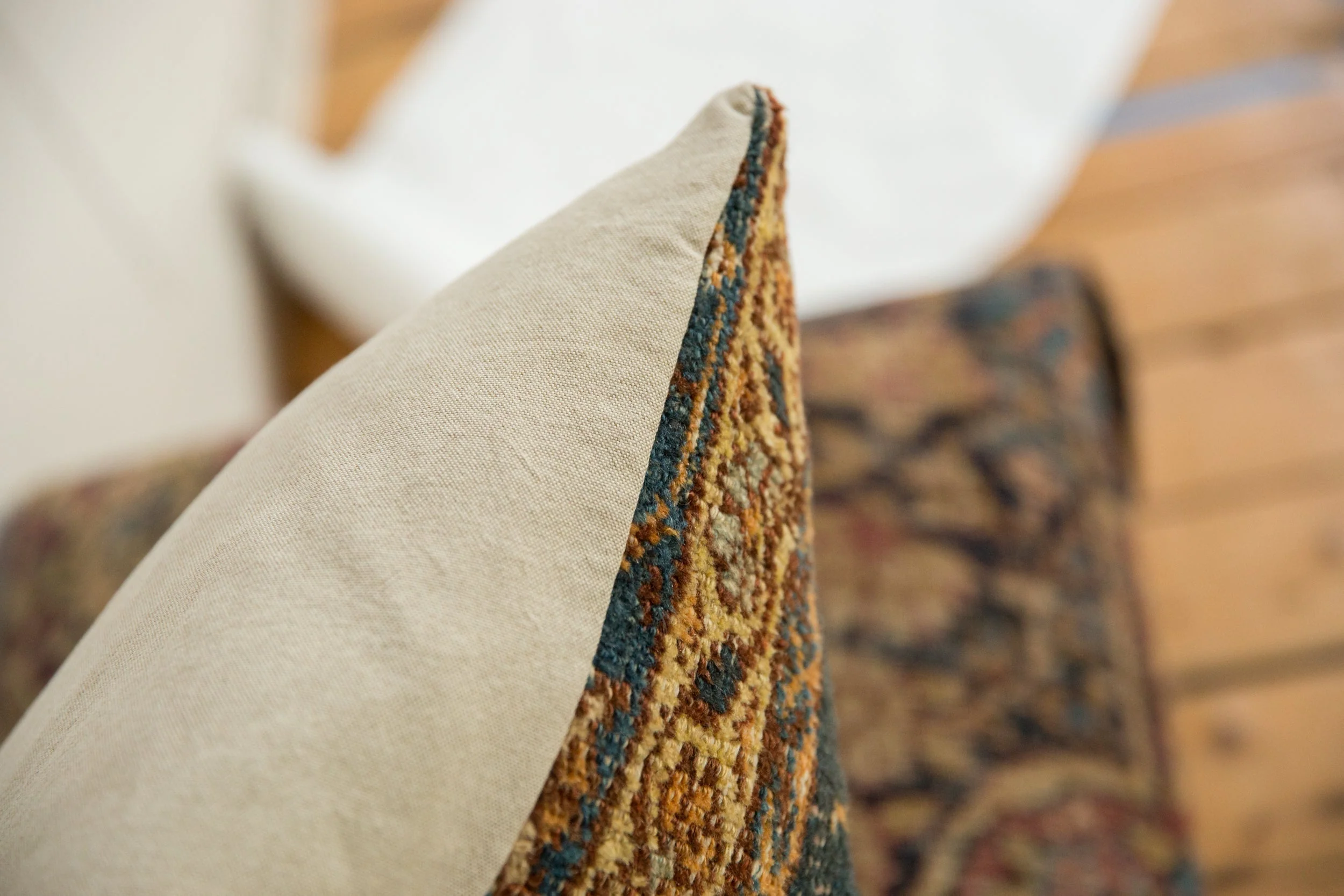 Antique Ziegler Mahal Rug Fragment Pillow - Image 5