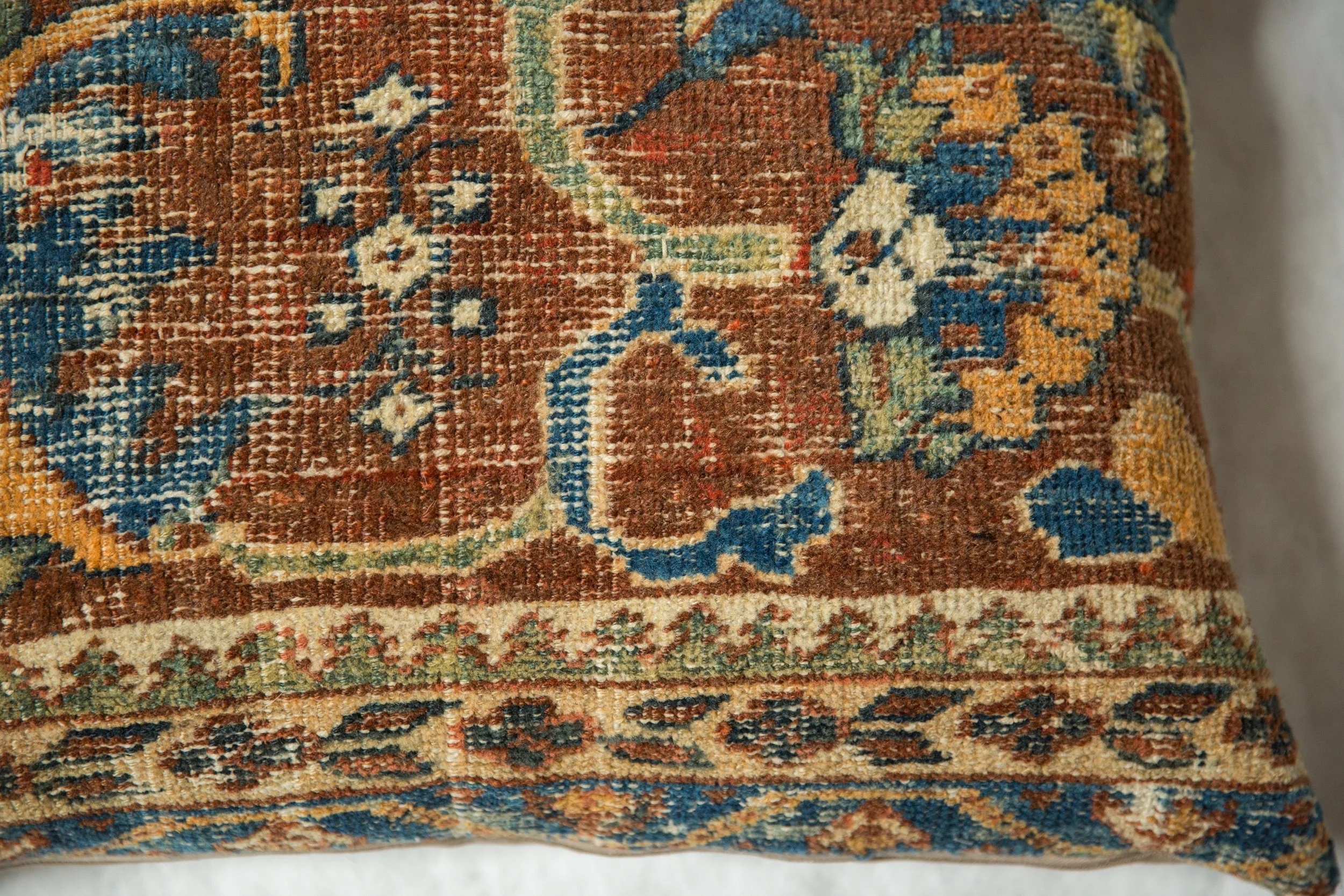 Antique Ziegler Mahal Rug Fragment Pillow - Image 2