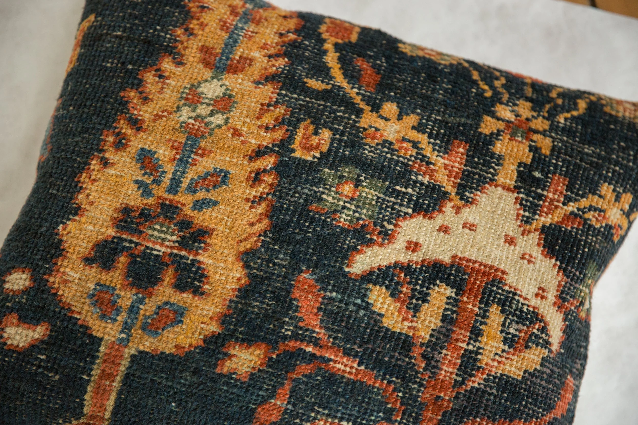 Antique Ziegler Mahal Rug Fragment Pillow - Image 4