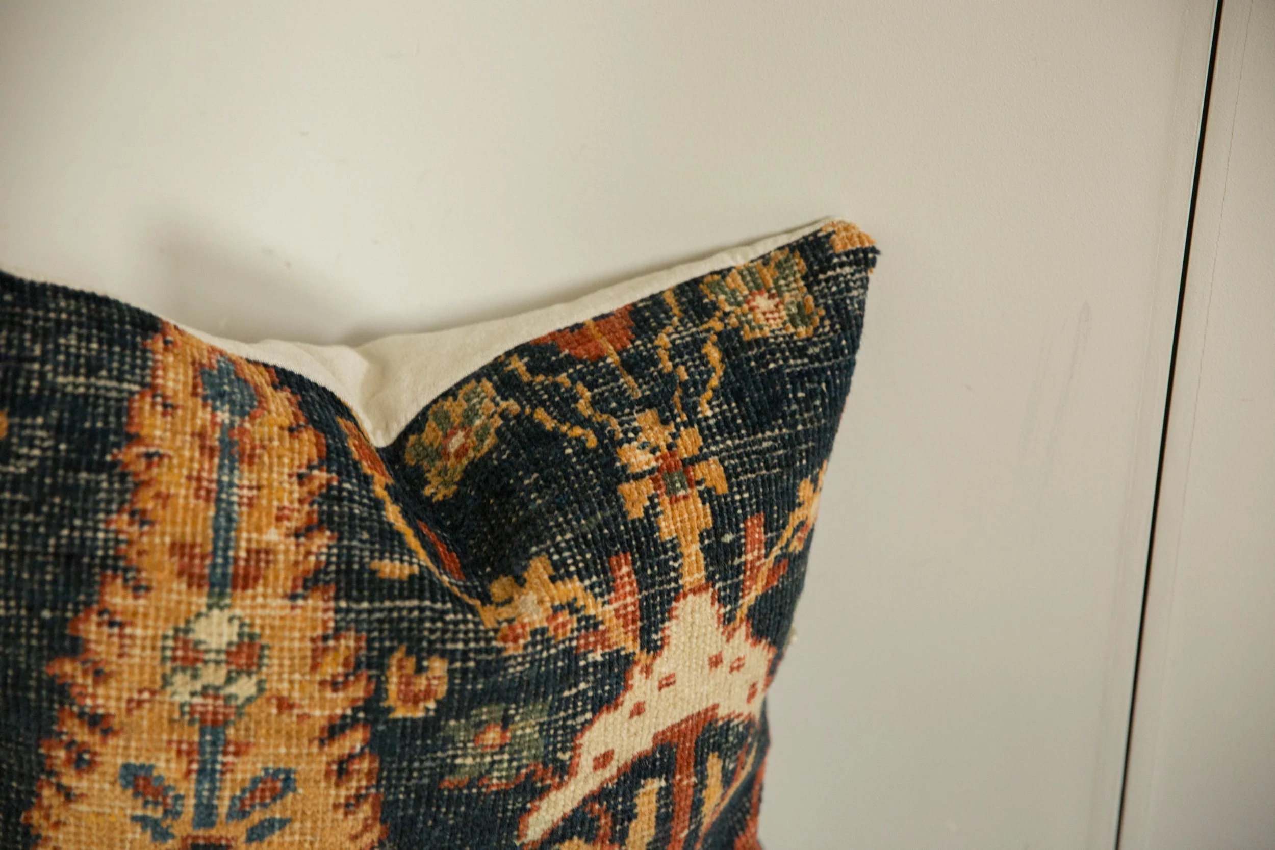 Antique Ziegler Mahal Rug Fragment Pillow - Image 7