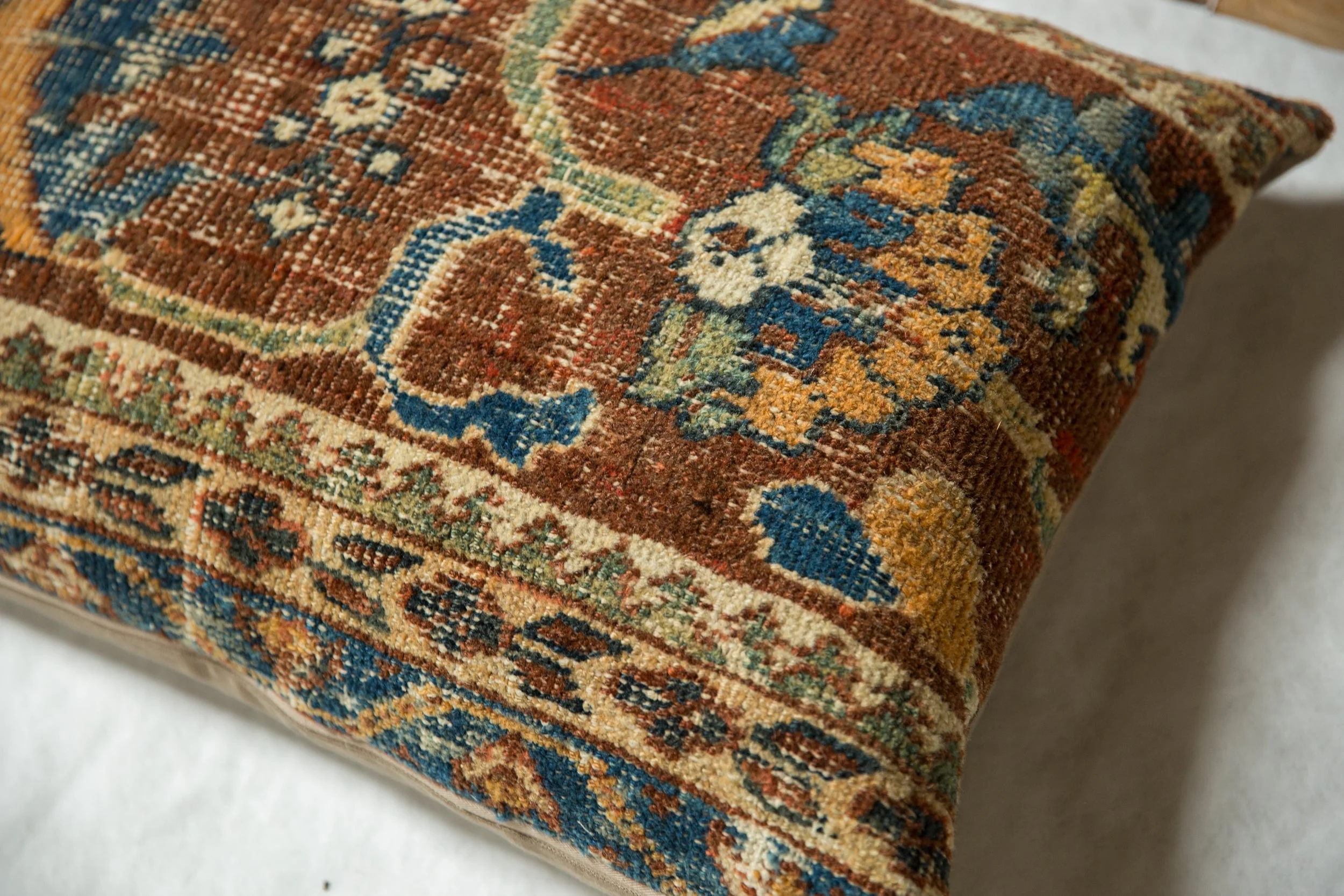 Antique Ziegler Mahal Rug Fragment Pillow - Image 3