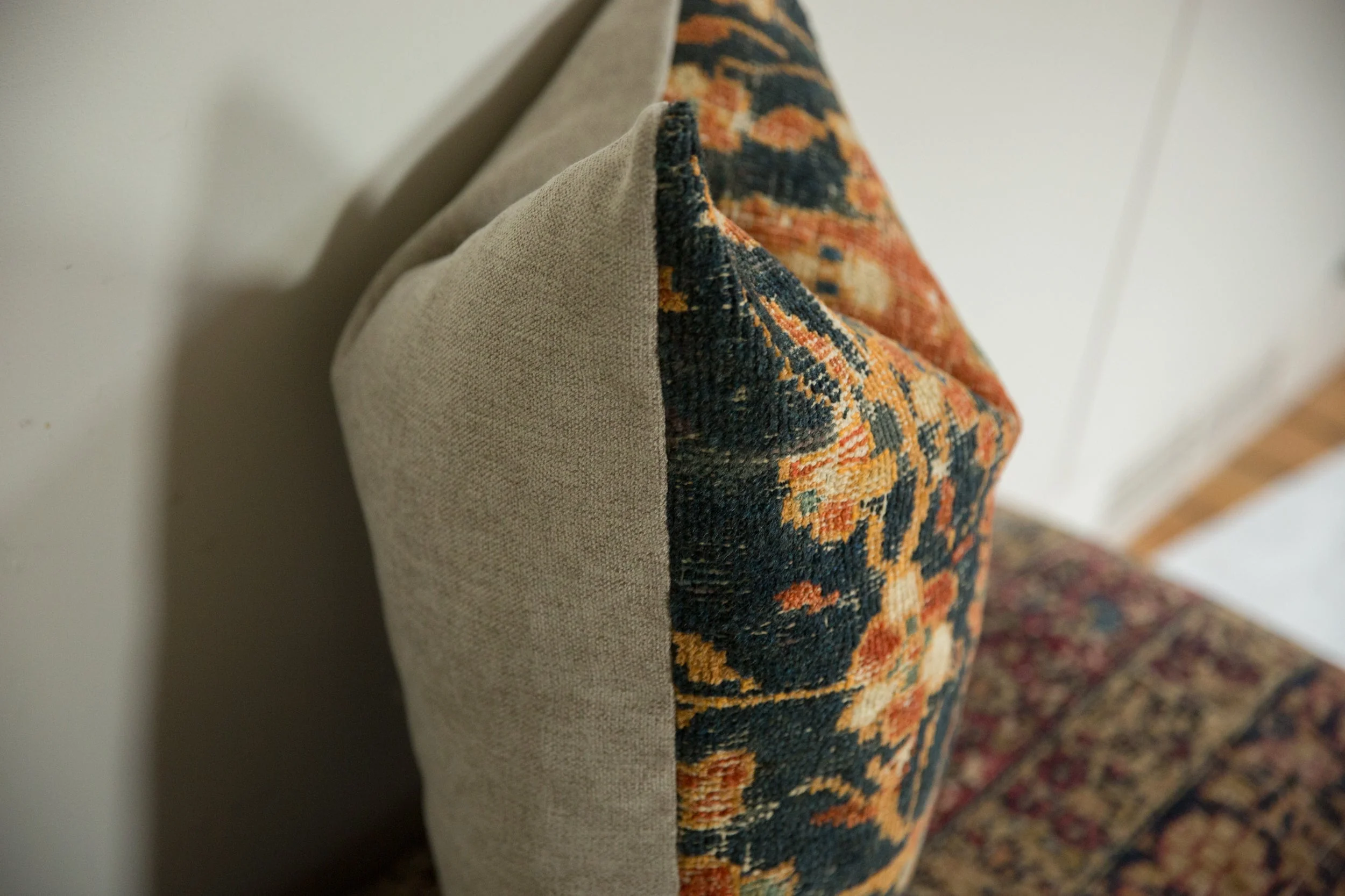 Antique Ziegler Mahal Rug Fragment Pillow - Image 5
