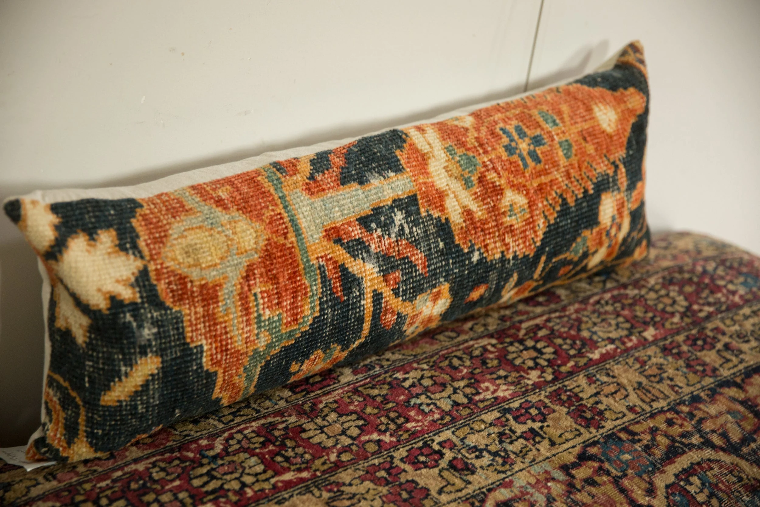 Antique Ziegler Mahal Rug Fragment Pillow - Image 4
