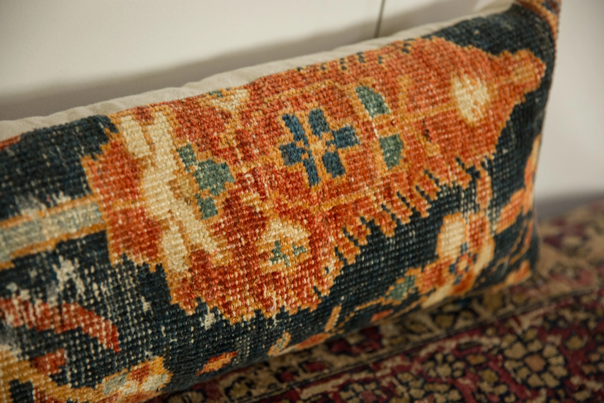 Antique Ziegler Mahal Rug Fragment Pillow - Image 5