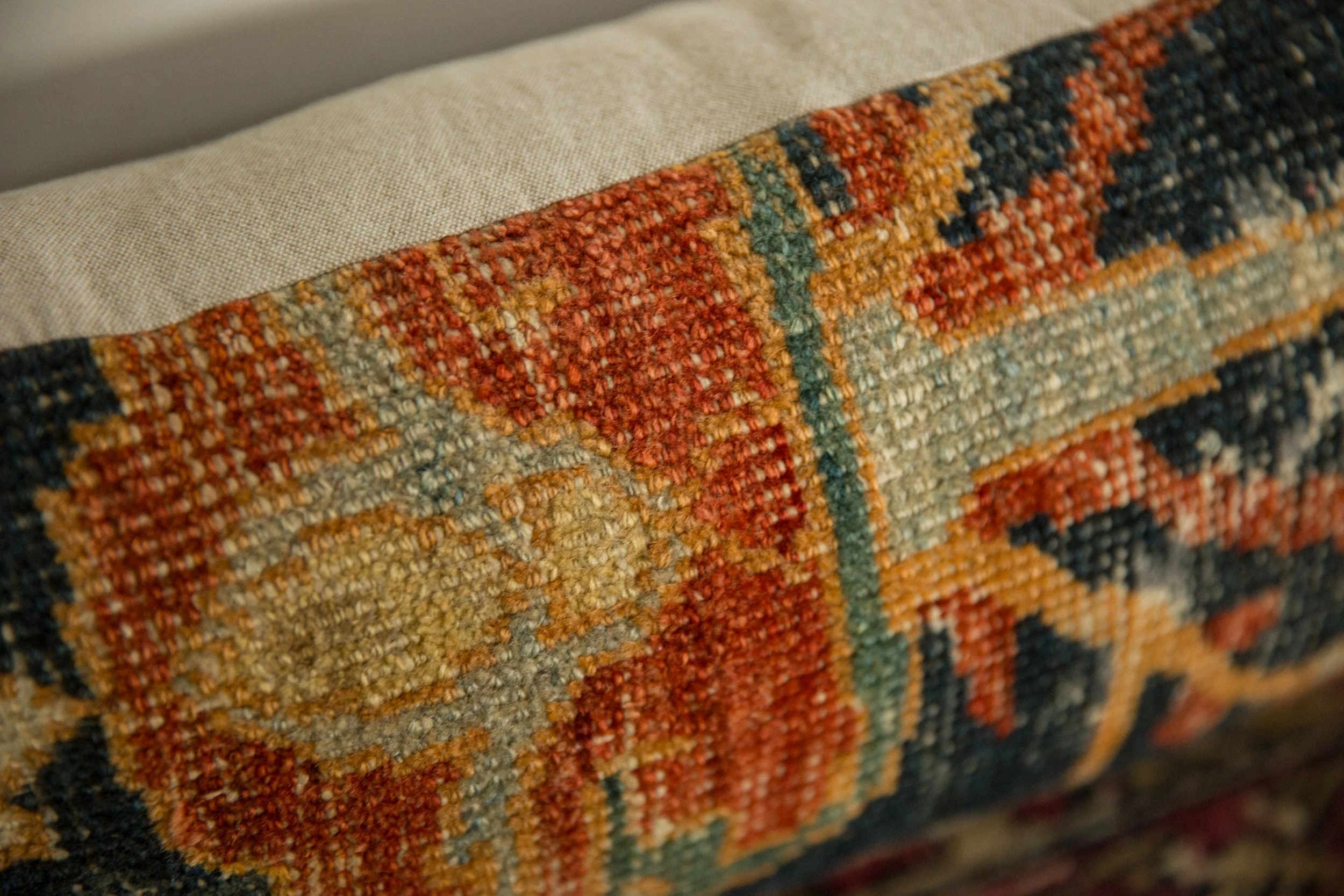 Antique Ziegler Mahal Rug Fragment Pillow - Image 7