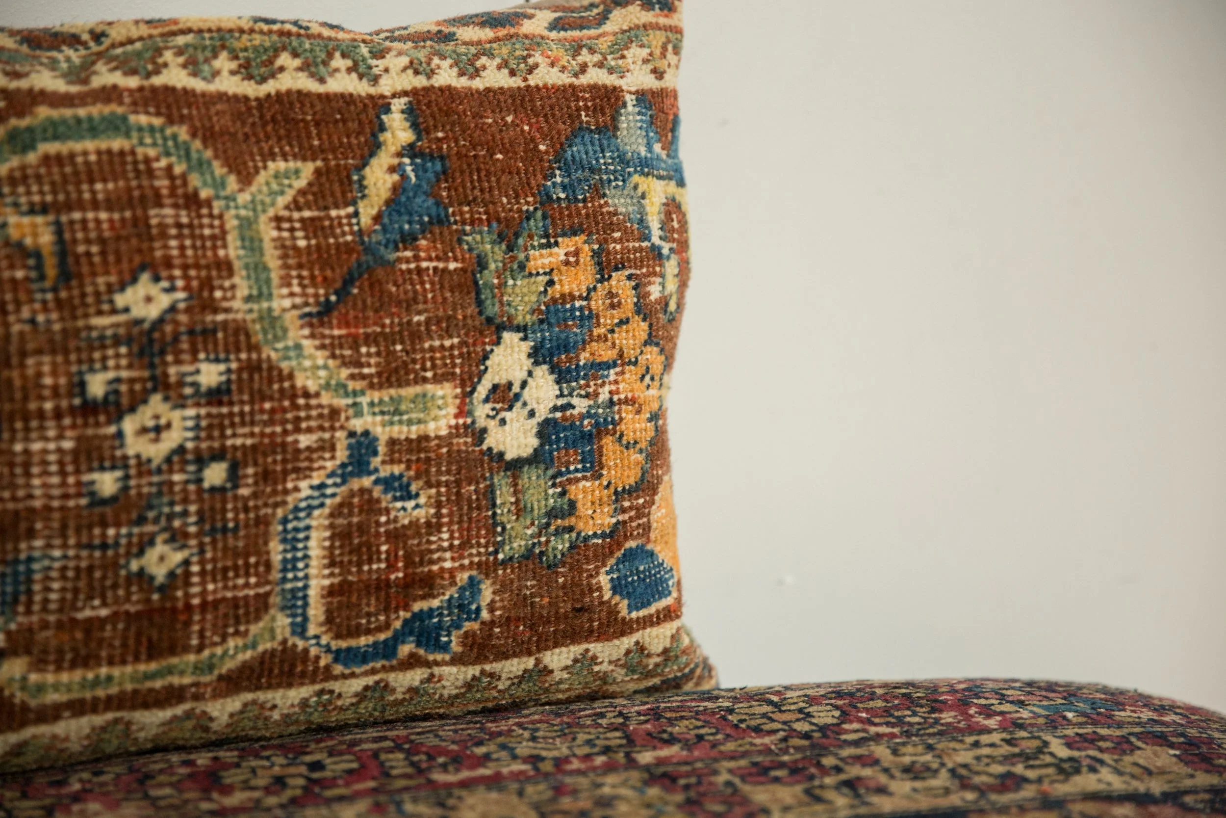 Antique Ziegler Mahal Rug Fragment Pillow - Image 5