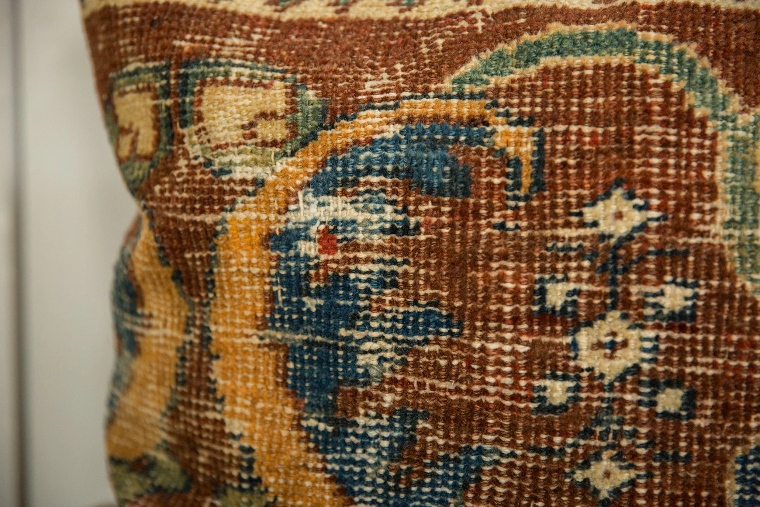 Antique Ziegler Mahal Rug Fragment Pillow - Image 6