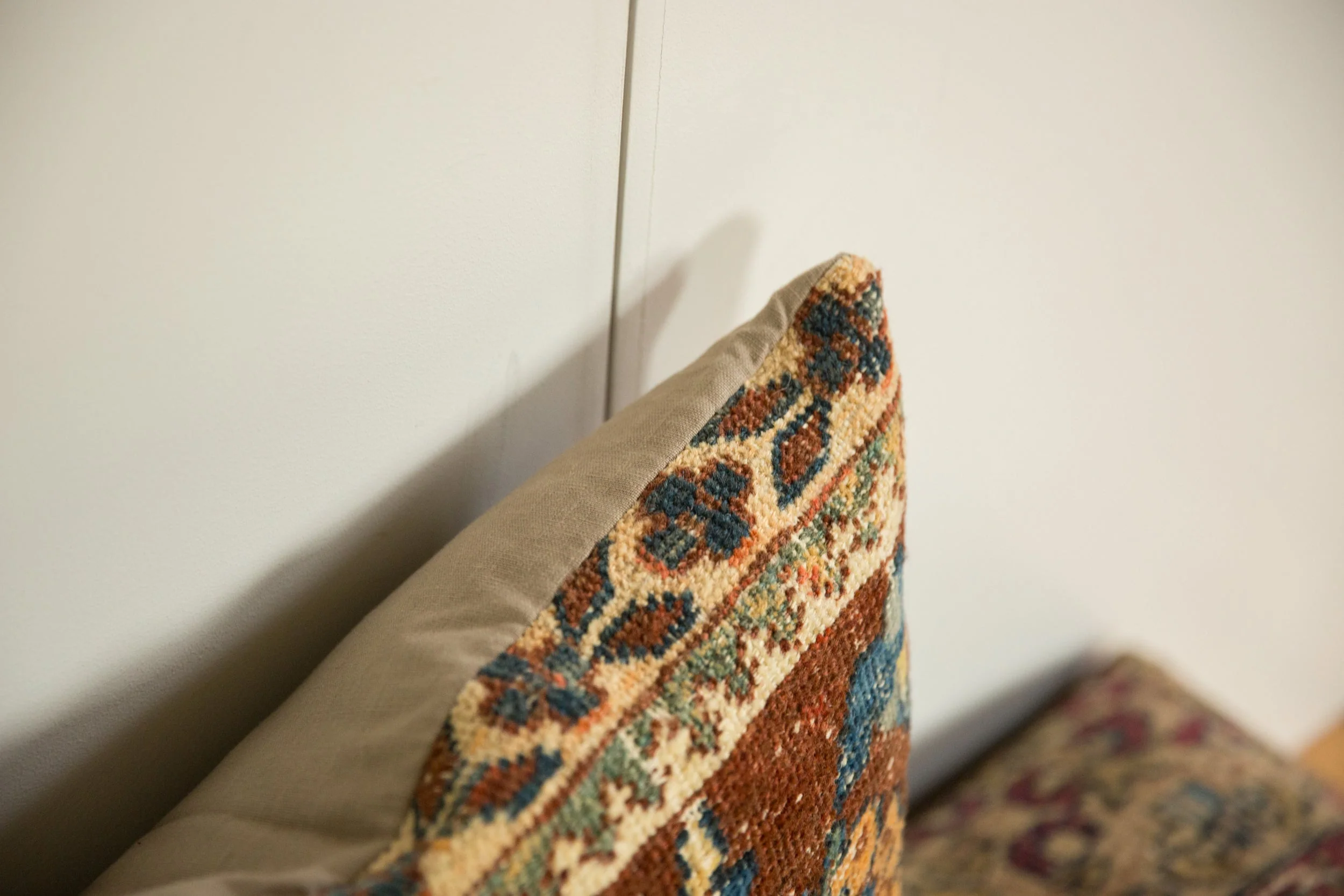 Antique Ziegler Mahal Rug Fragment Pillow - Image 7