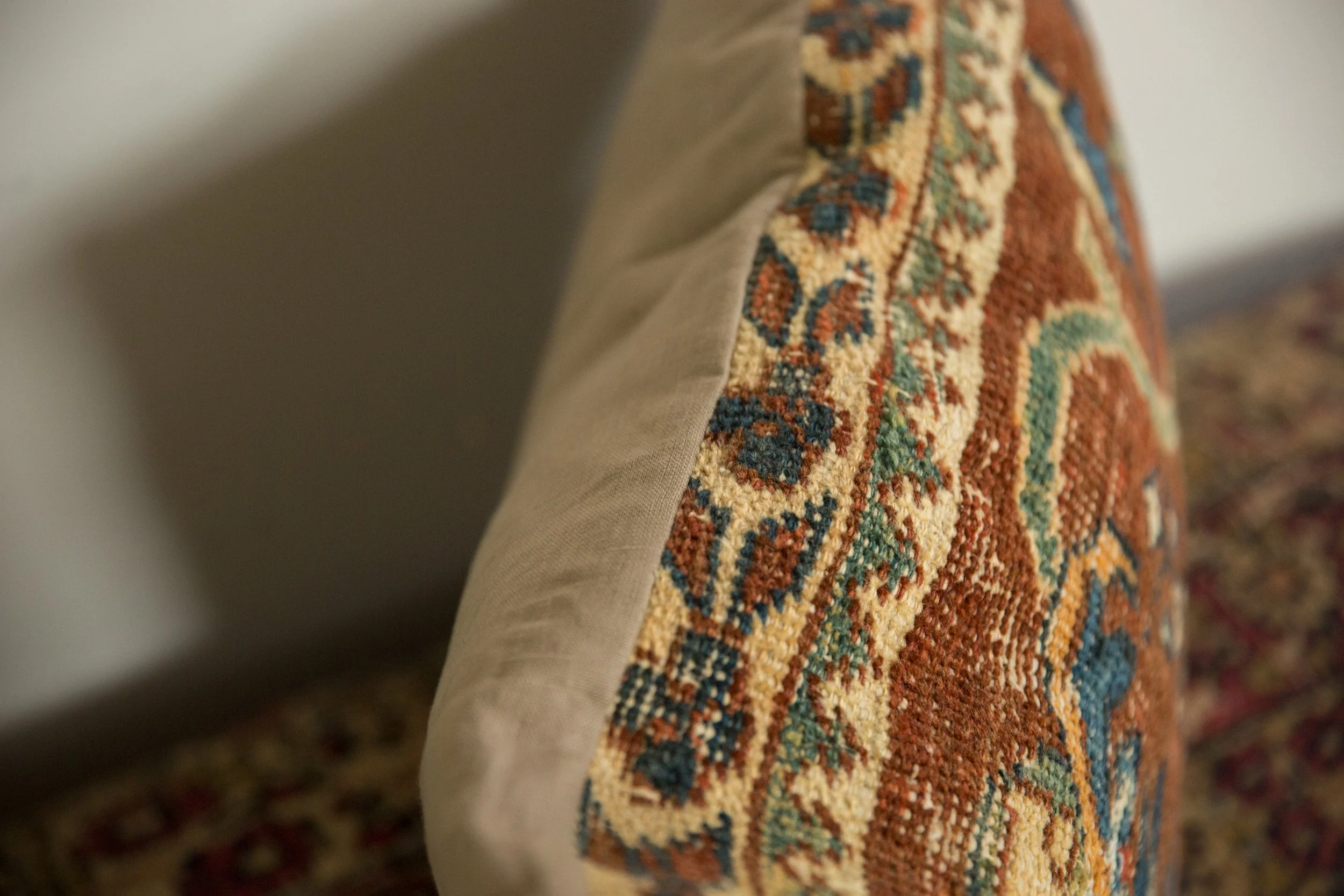 Antique Ziegler Mahal Rug Fragment Pillow - Image 8
