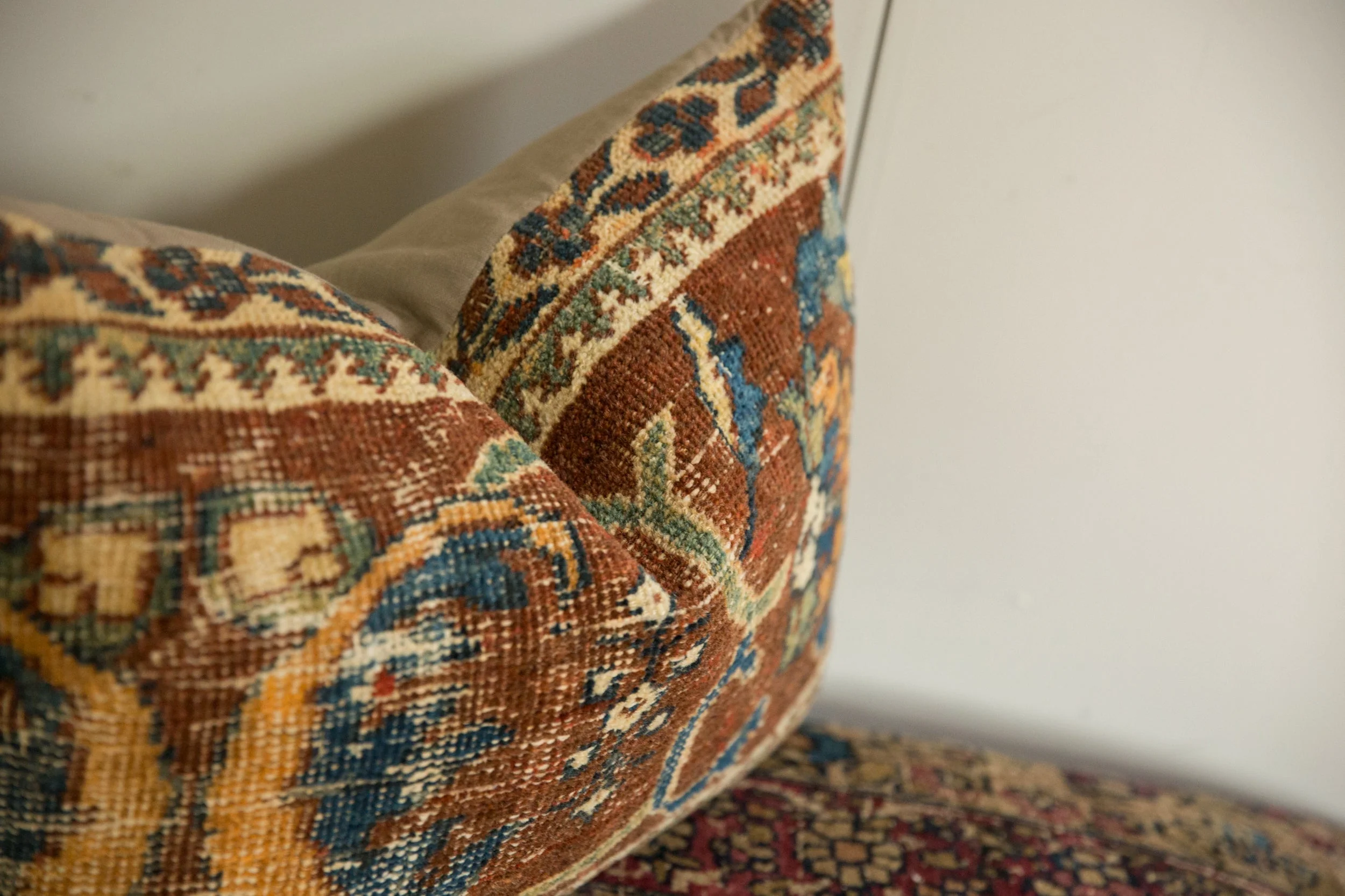 Antique Ziegler Mahal Rug Fragment Pillow - Image 9