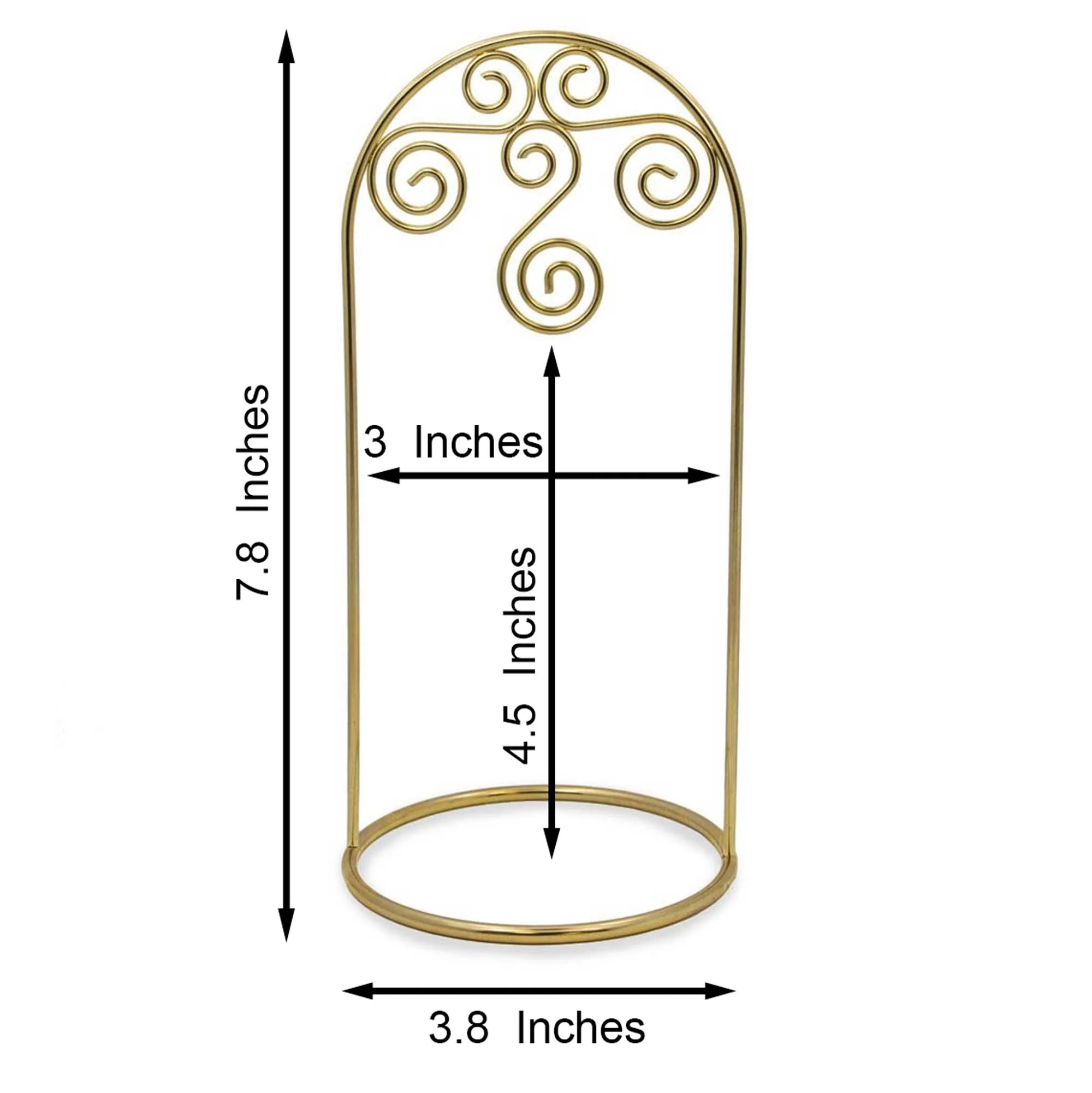 Arched Swirls Gold Tone Metal Ornament Stand Holder Display 7.75 Inches - Image 2