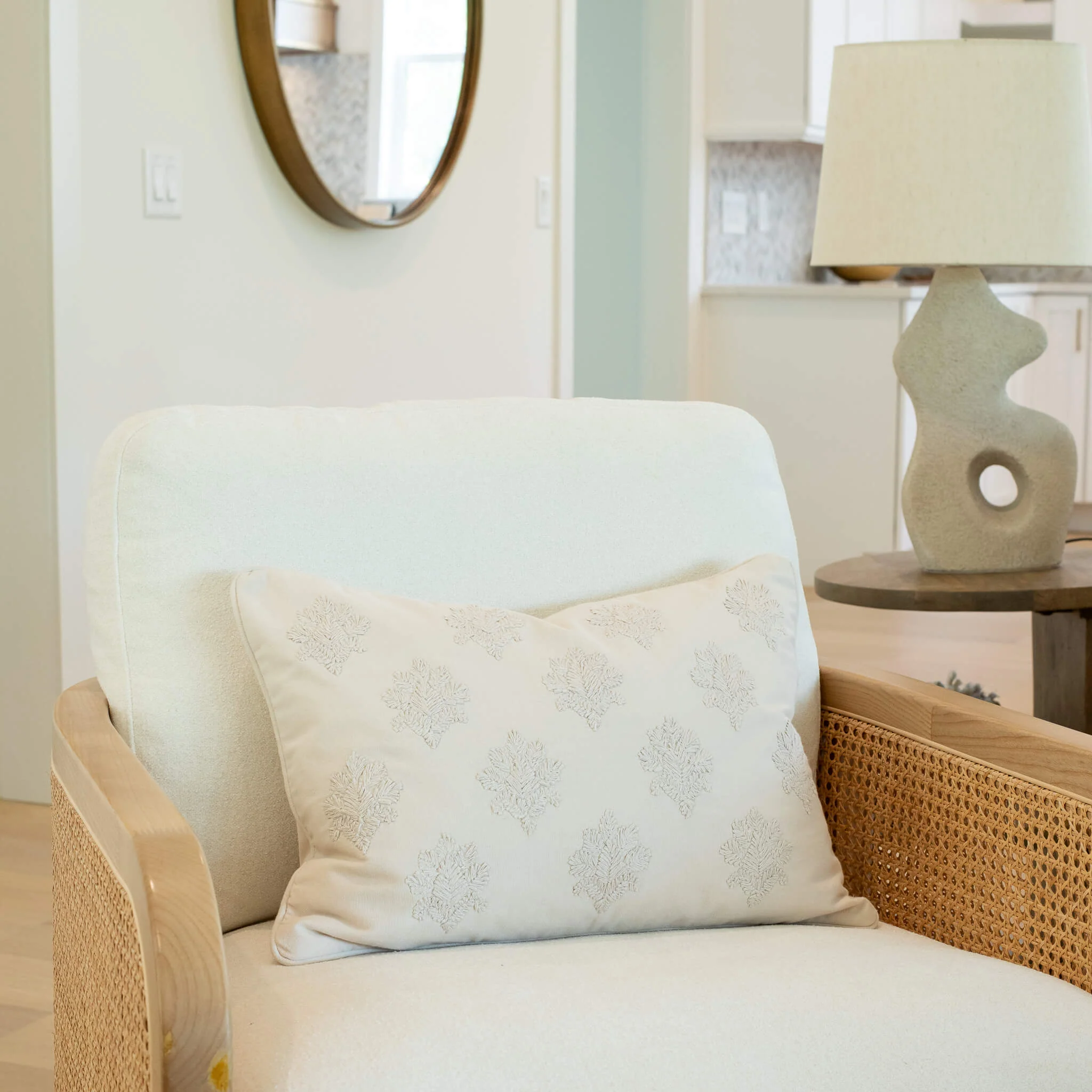 Arden Embroidered Pillow Cover | Natural | Lumbar - Image 2