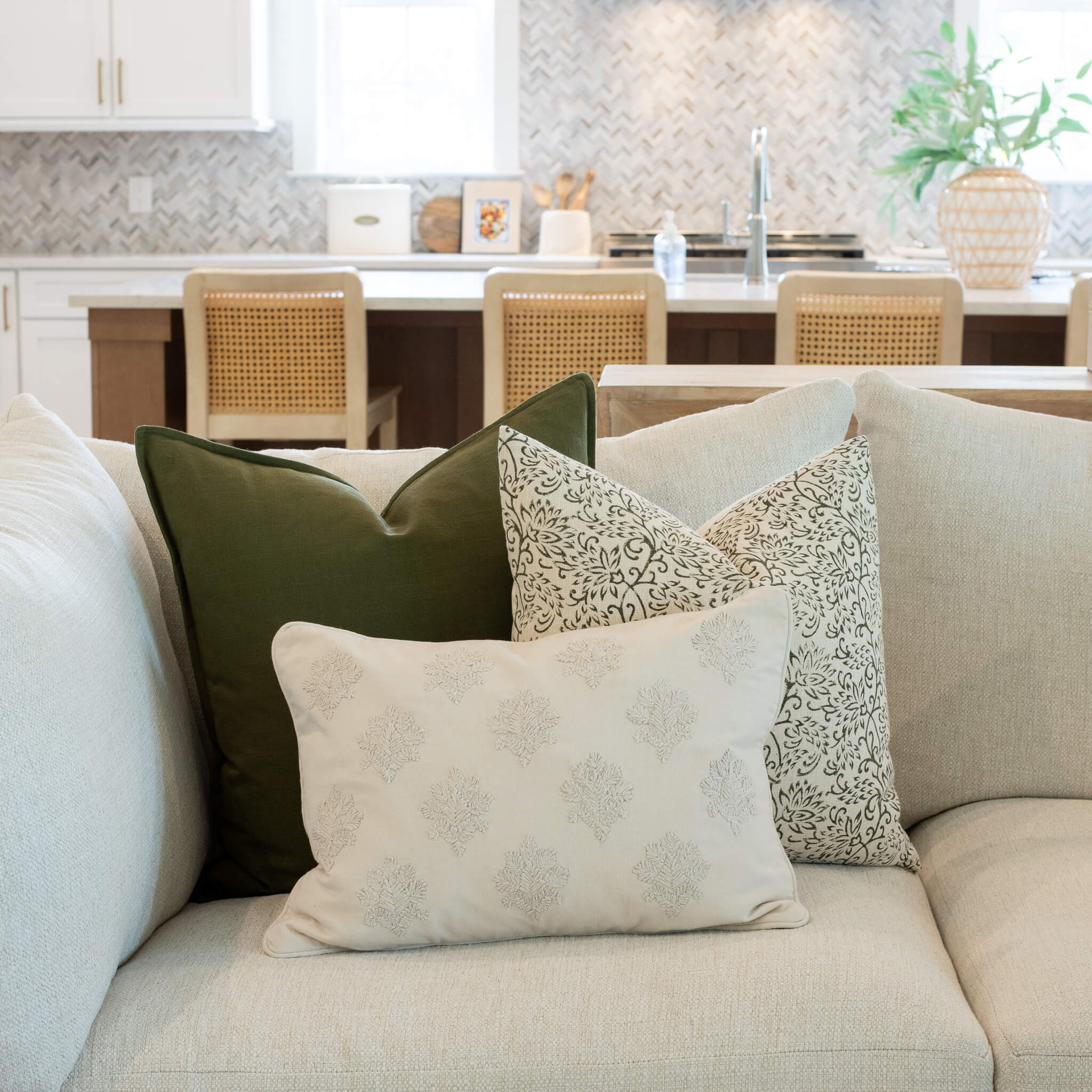 Arden Embroidered Pillow Cover | Natural | Lumbar - Image 4