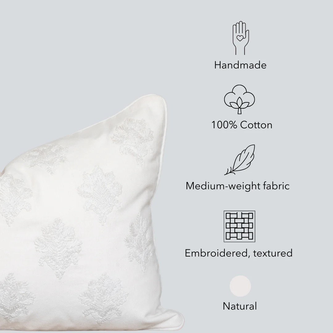 Arden Embroidered Pillow Cover | Natural | Lumbar - Image 9