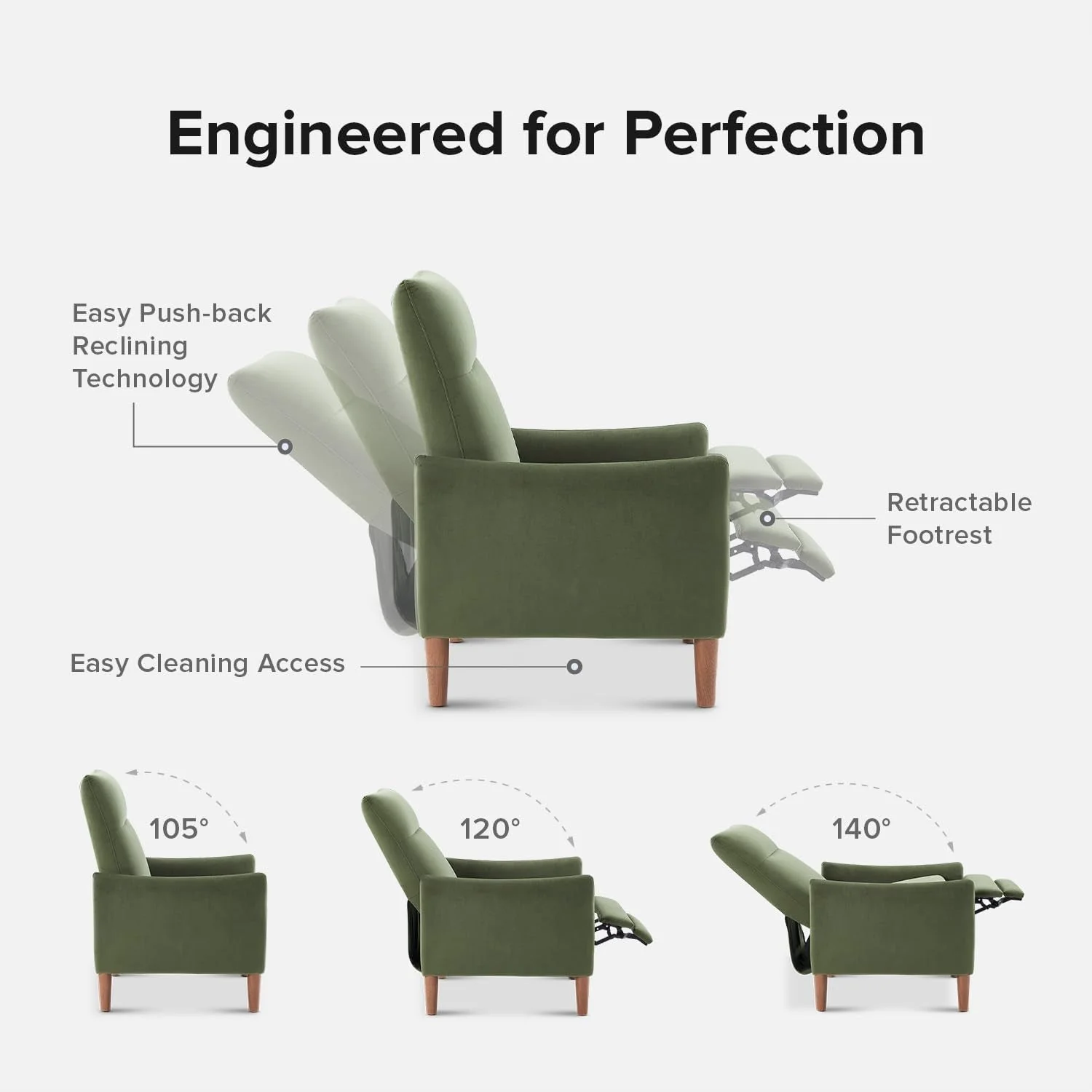 Arthur Recliner Chair with 3 Positions, Accent Chair, Mid Century - Image 2