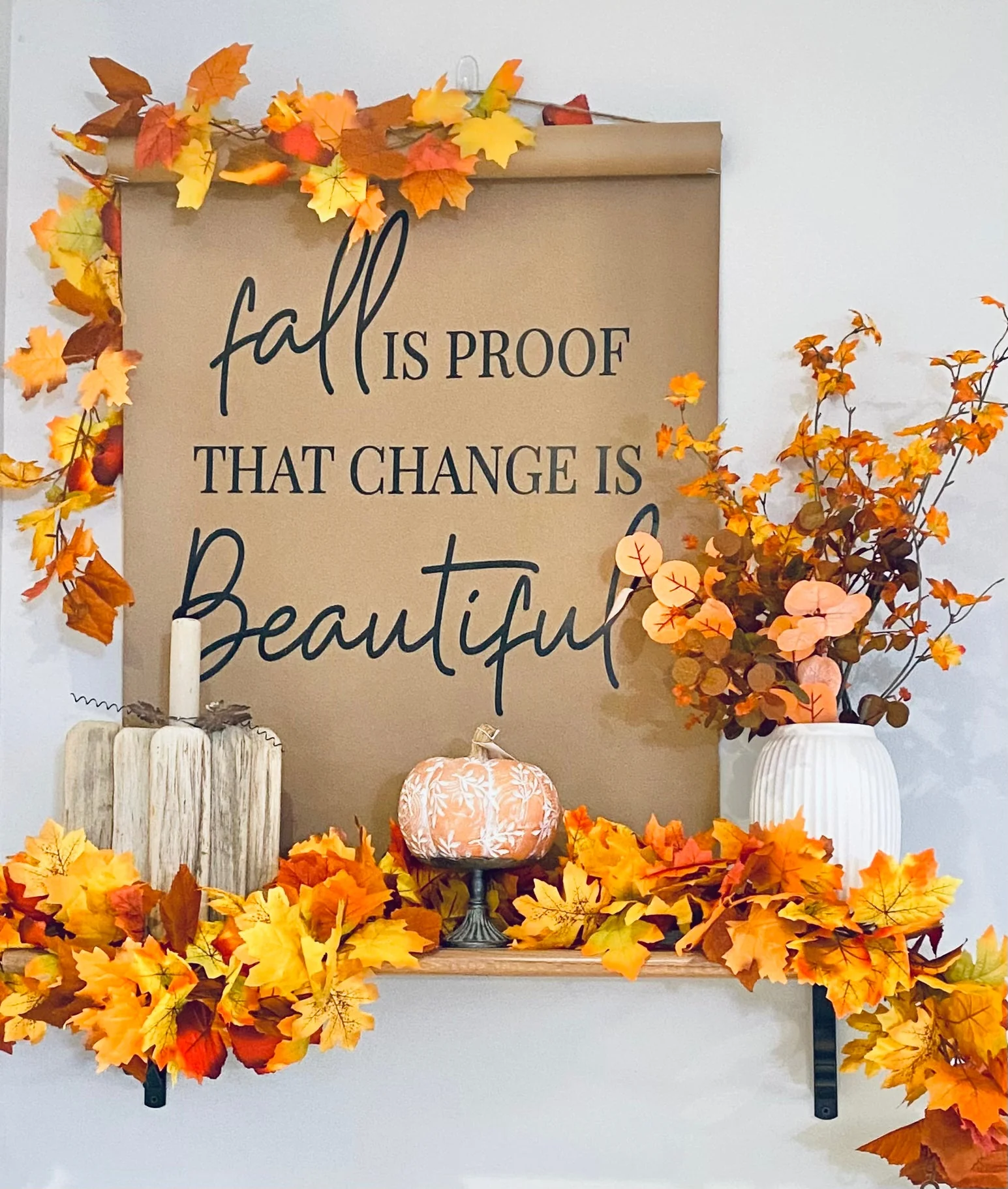 Artificial Orange Maple Leaf Garland - Image 2