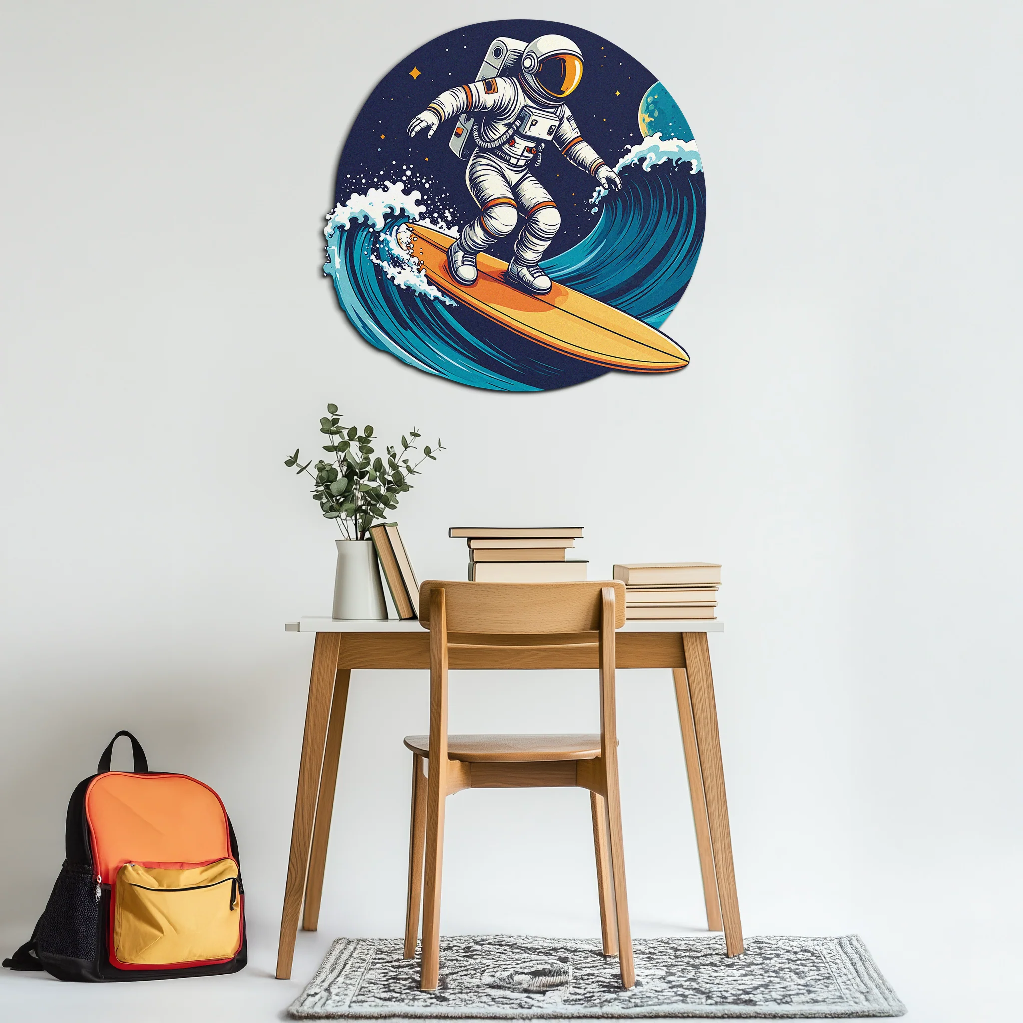 Astronaut Surfing Metal Wall Art – Space Wave UV Printed Decor-KAFUVM010 - Image 7