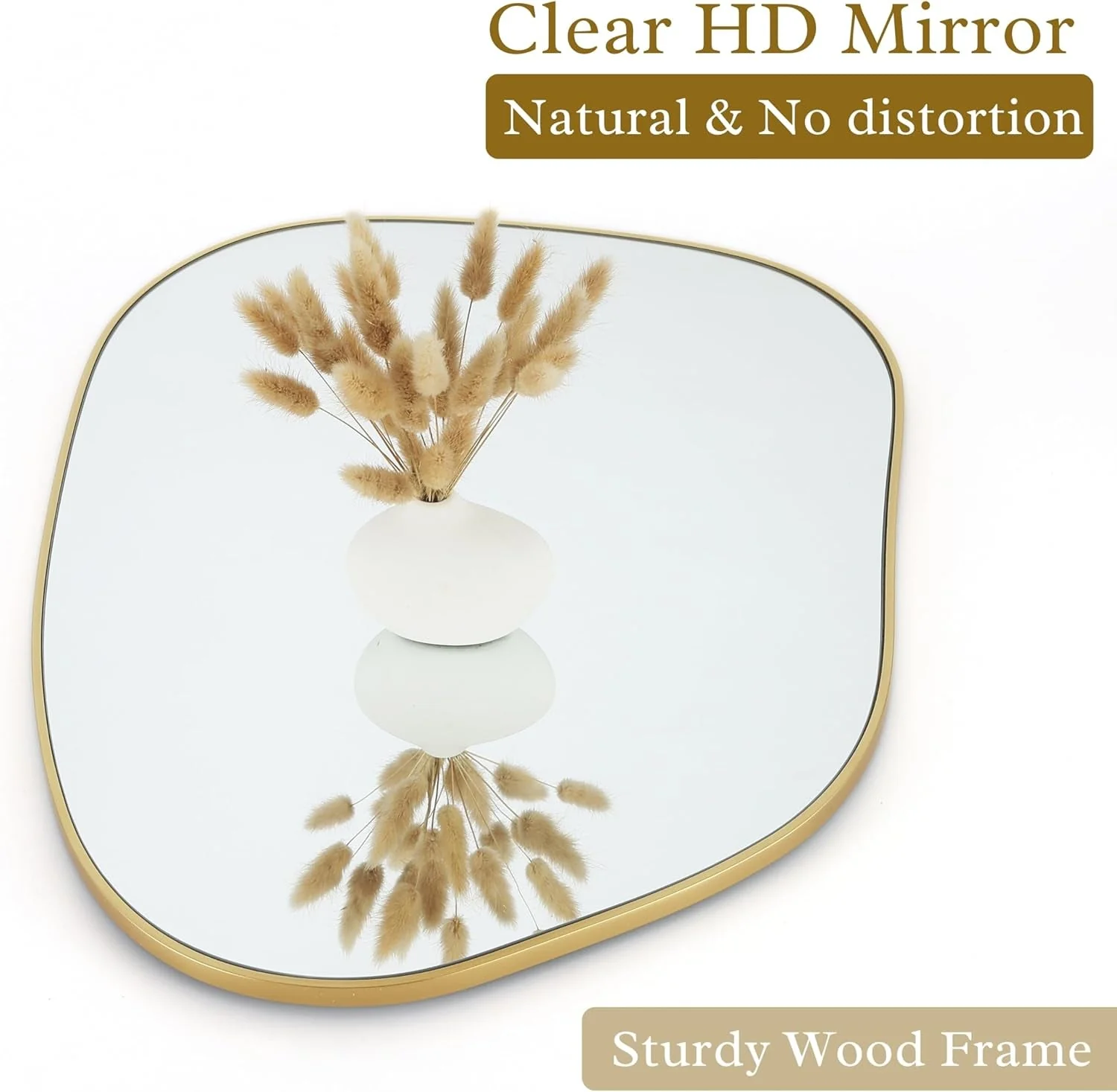 Asymmetrical Gold Mirror 28x20, Wood Frame, Home Decor - Image 2
