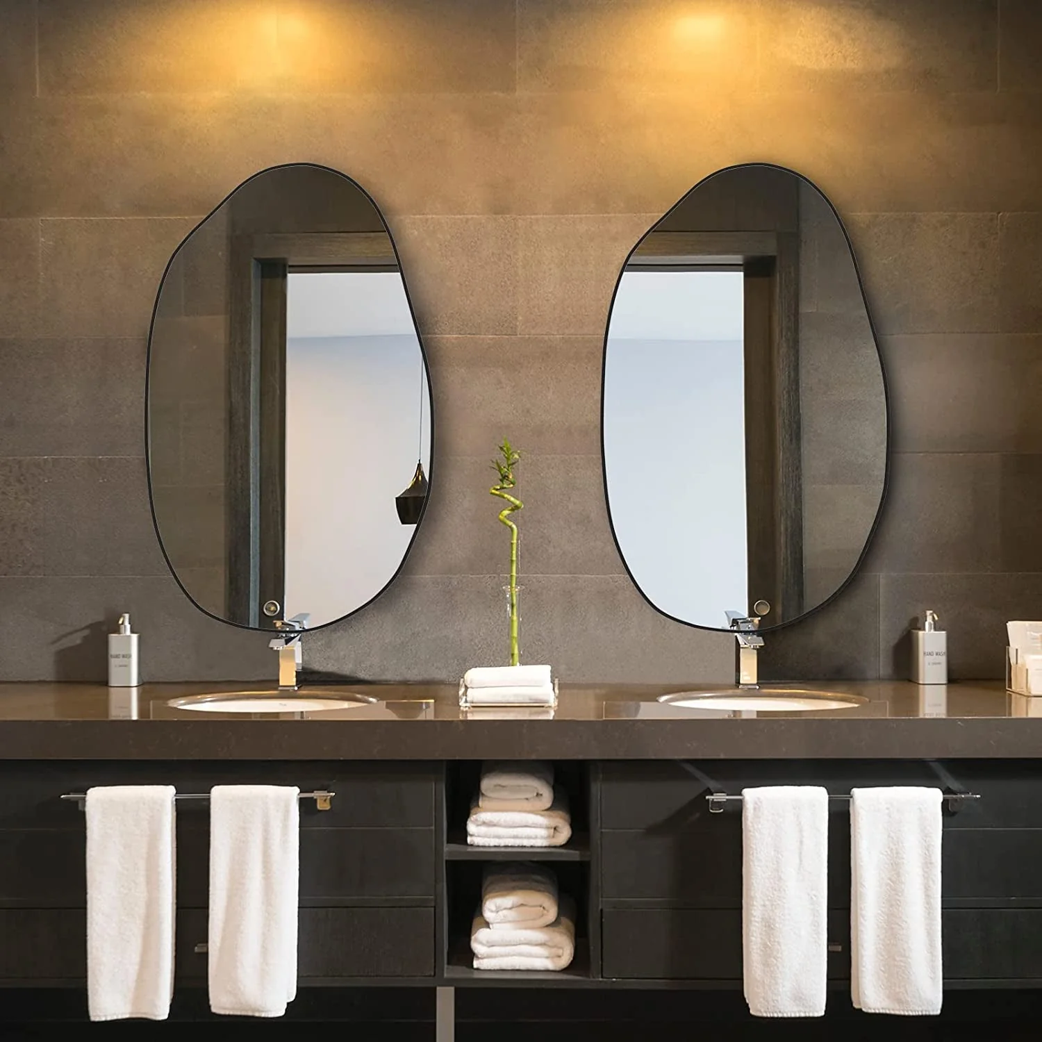 Asymmetrical Wood Framed Wall Mirror for Decoration - Image 6