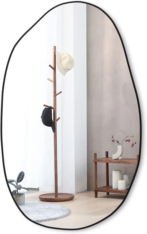 Asymmetrical Wood Framed Wall Mirror for Decoration - Image 8