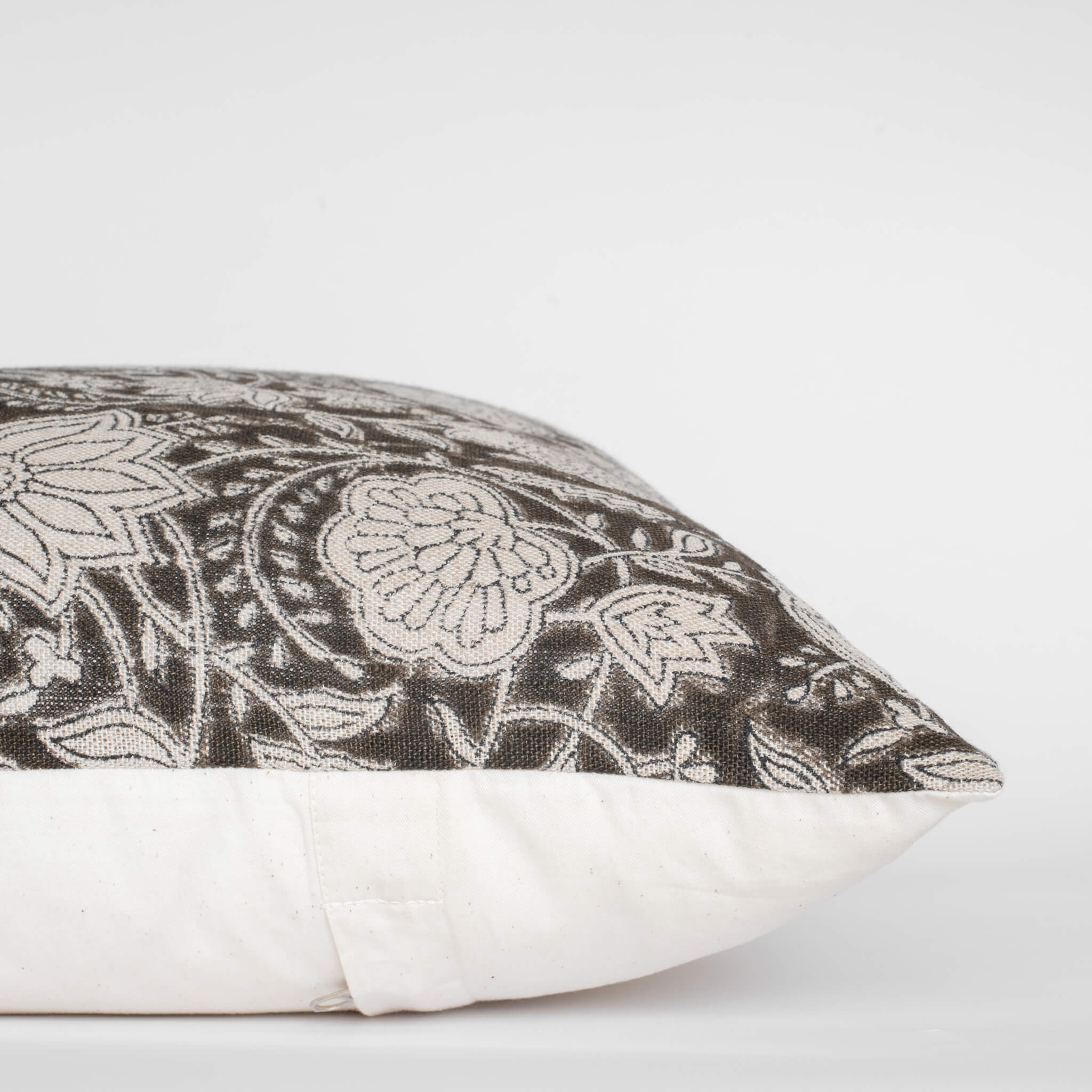 Auburn Floral Block Printed Pillow Cover | Brown - Image 7