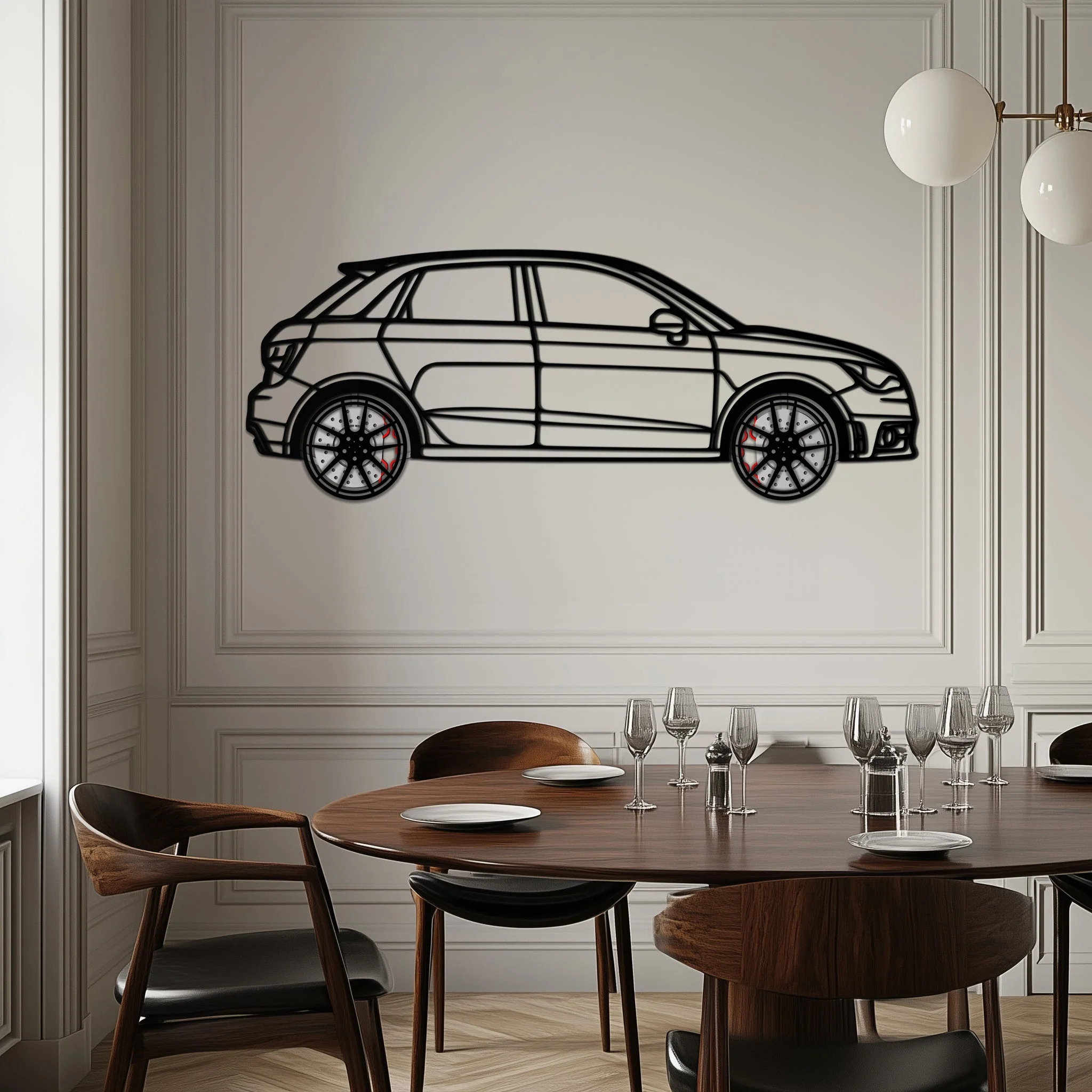 Audi A1 Metal Car Wall Art with Rotating Wheels - Handmade Car Silhouette Decor - Automotive Wall Art for Petrolheads-KAFMEKA094 - Image 10