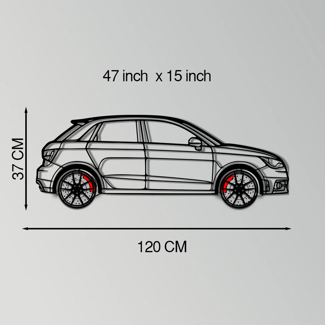 Audi A1 Metal Car Wall Art with Rotating Wheels - Handmade Car Silhouette Decor - Automotive Wall Art for Petrolheads-KAFMEKA094 - Image 11