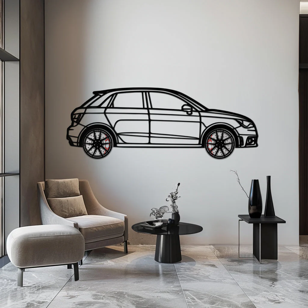 Audi A1 Metal Car Wall Art with Rotating Wheels - Handmade Car Silhouette Decor - Automotive Wall Art for Petrolheads-KAFMEKA094 - Image 2