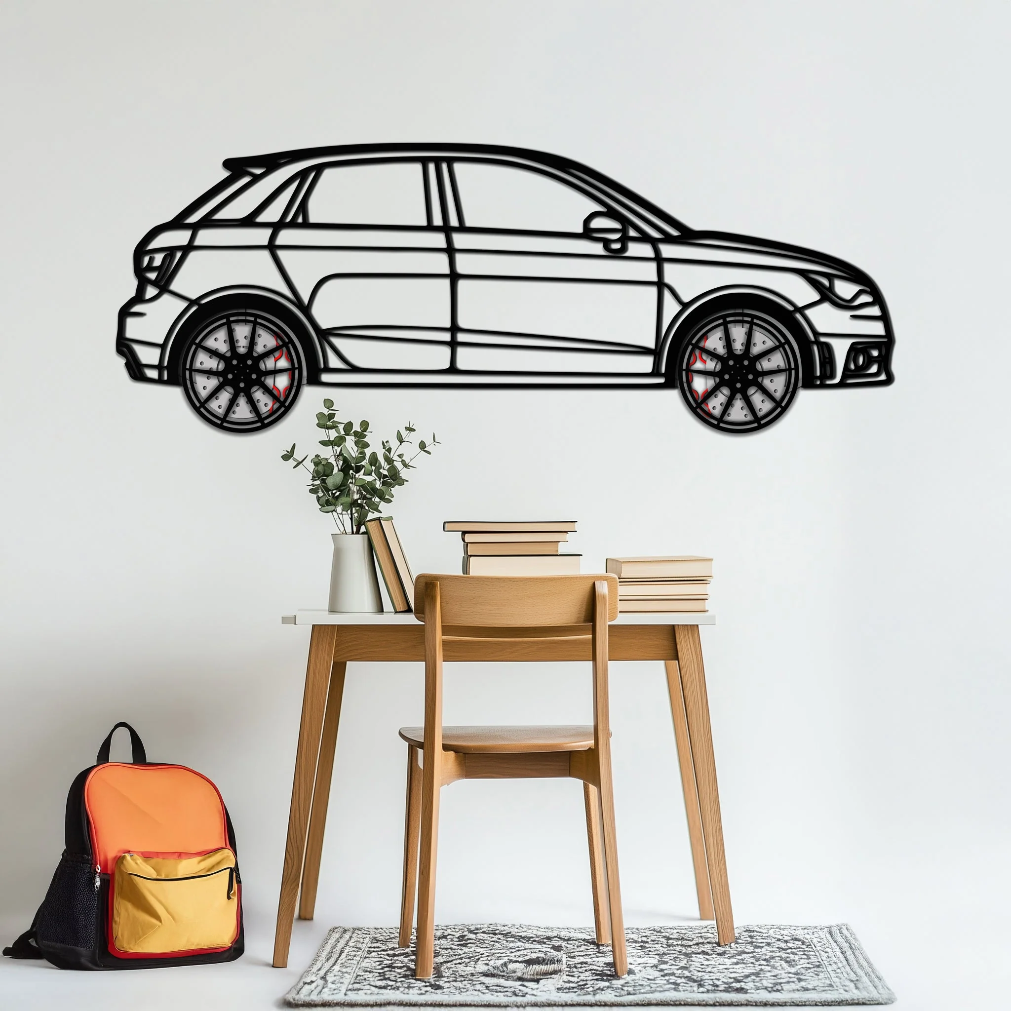 Audi A1 Metal Car Wall Art with Rotating Wheels - Handmade Car Silhouette Decor - Automotive Wall Art for Petrolheads-KAFMEKA094 - Image 3