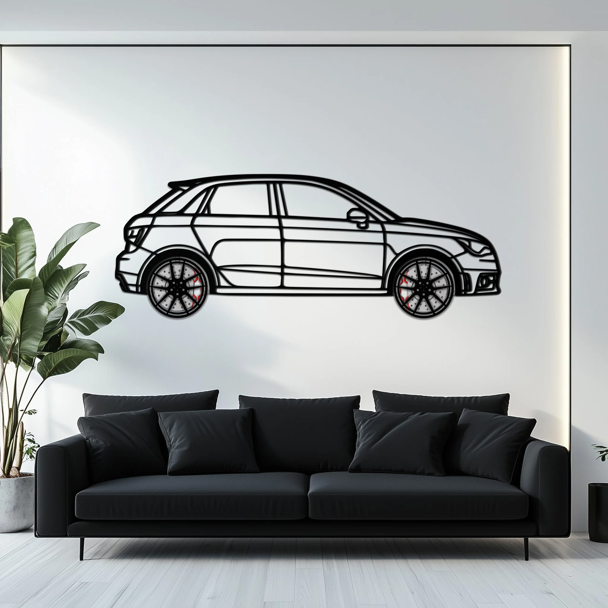 Audi A1 Metal Car Wall Art with Rotating Wheels - Handmade Car Silhouette Decor - Automotive Wall Art for Petrolheads-KAFMEKA094 - Image 5