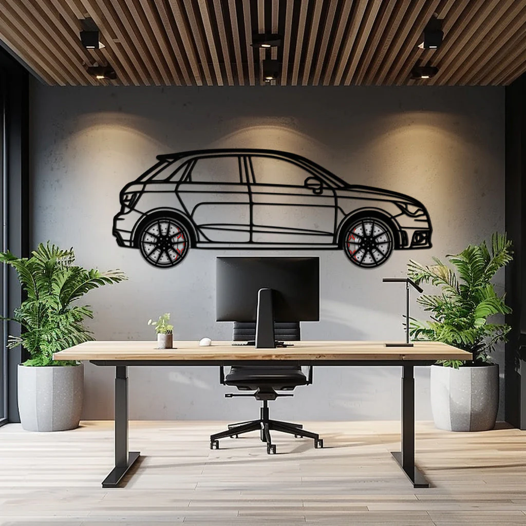 Audi A1 Metal Car Wall Art with Rotating Wheels - Handmade Car Silhouette Decor - Automotive Wall Art for Petrolheads-KAFMEKA094 - Image 7