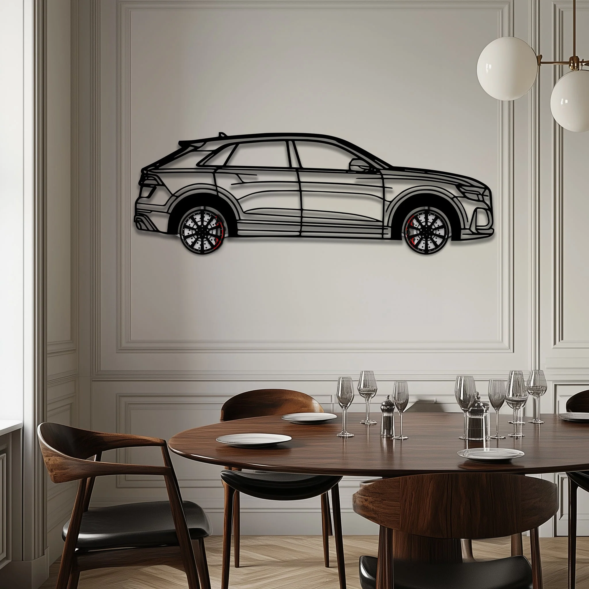 Audi Q8 Metal Car Wall Art with Rotating Wheels - Handmade Luxury SUV Silhouette Decor - Automotive Wall Art for Petrolheads - KAFMEKA095 - Image 2