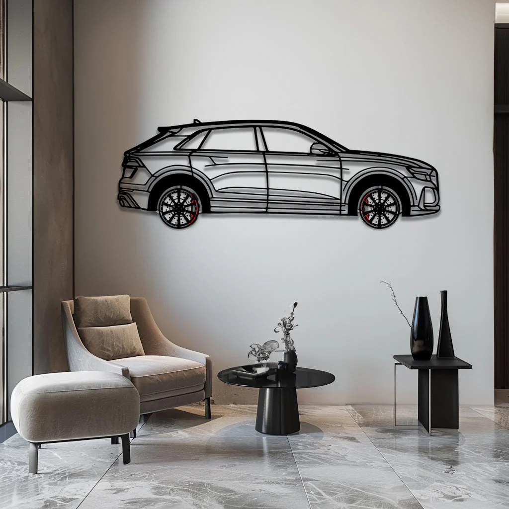 Audi Q8 Metal Car Wall Art with Rotating Wheels - Handmade Luxury SUV Silhouette Decor - Automotive Wall Art for Petrolheads - KAFMEKA095 - Image 3
