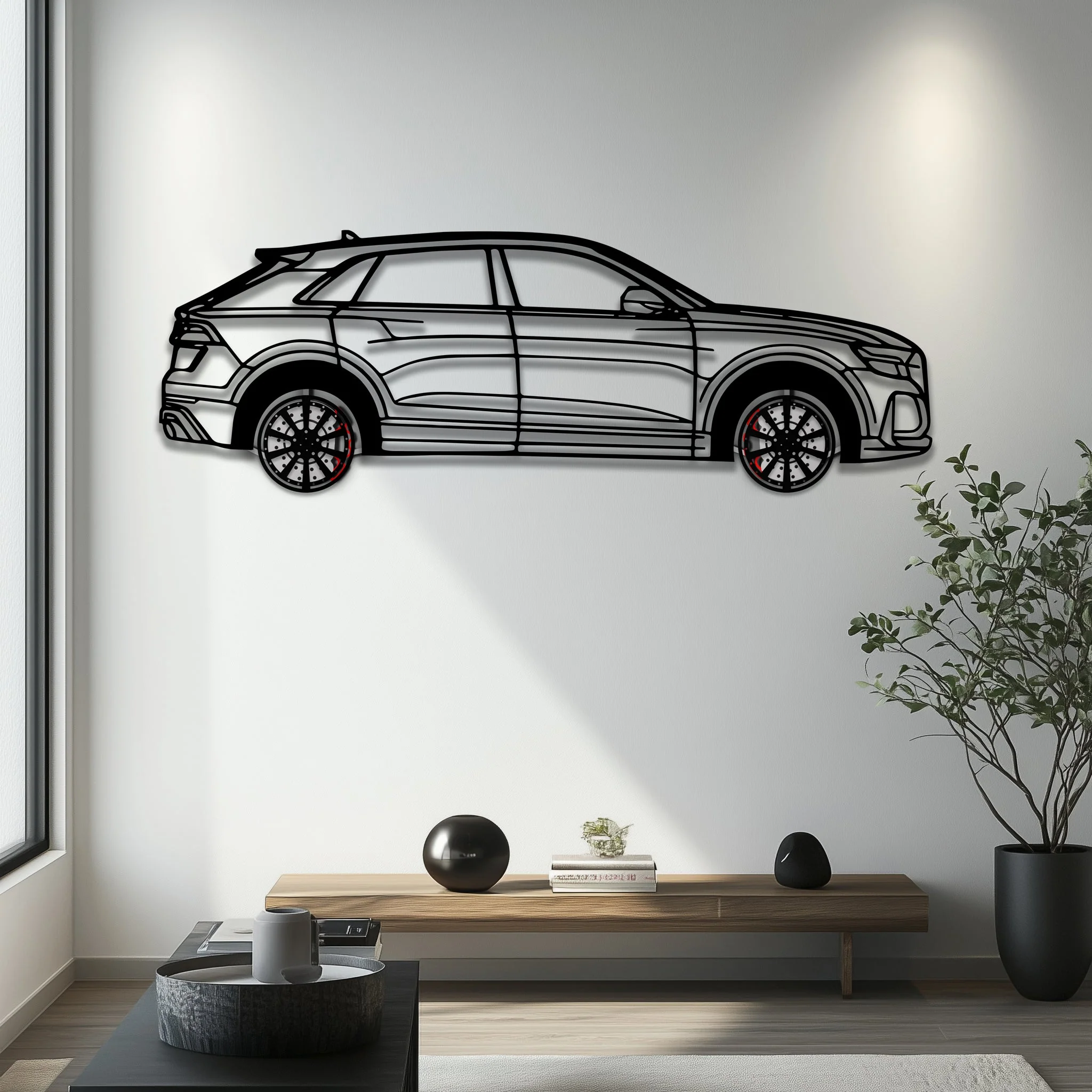 Audi Q8 Metal Car Wall Art with Rotating Wheels - Handmade Luxury SUV Silhouette Decor - Automotive Wall Art for Petrolheads - KAFMEKA095 - Image 5