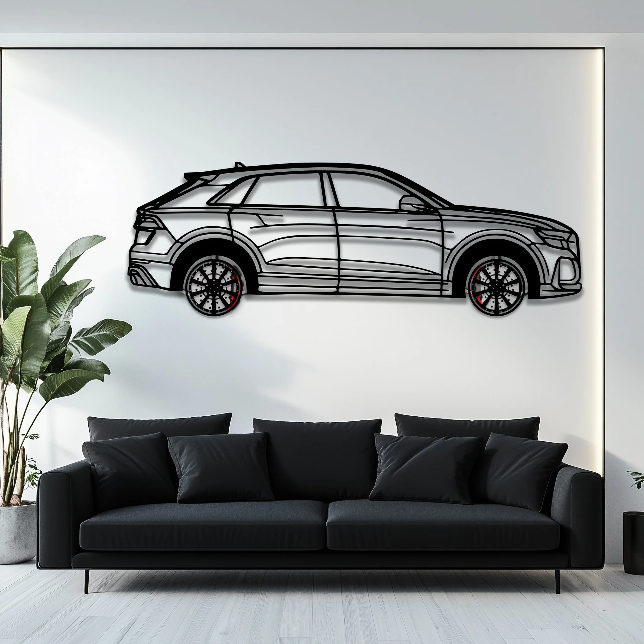 Audi Q8 Metal Car Wall Art with Rotating Wheels - Handmade Luxury SUV Silhouette Decor - Automotive Wall Art for Petrolheads - KAFMEKA095 - Image 6